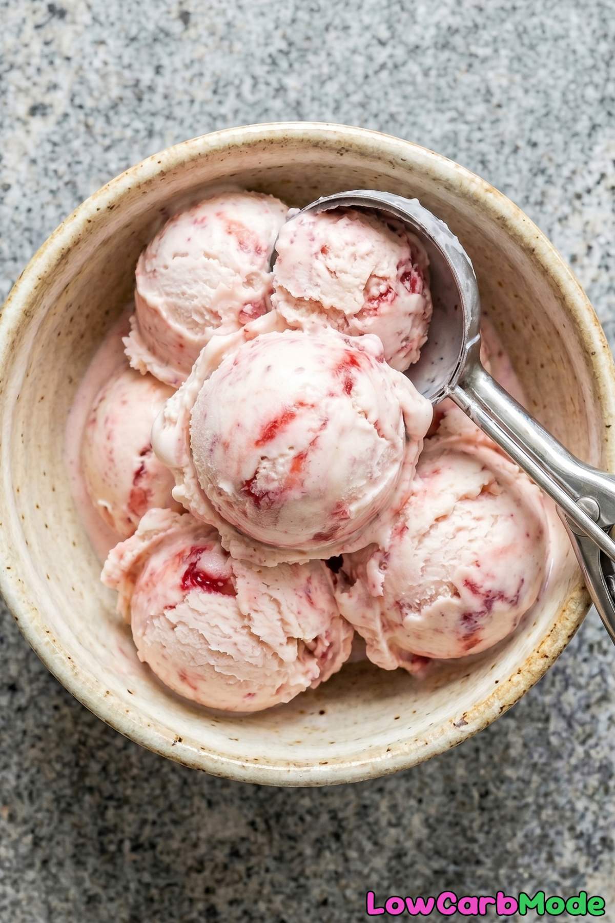 Homemade keto strawberry ice cream dish