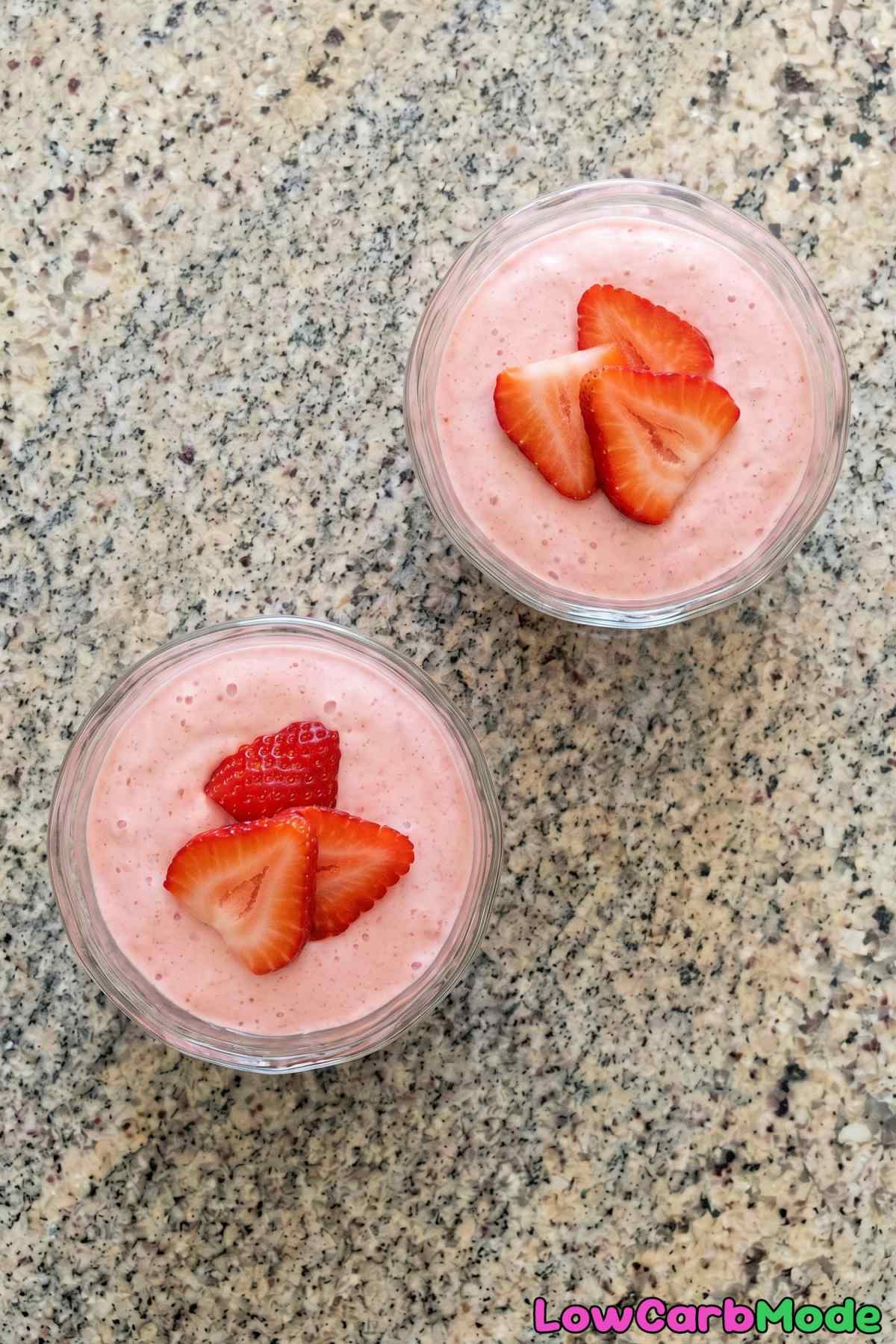 Luscious keto strawberry mousse in a bowl