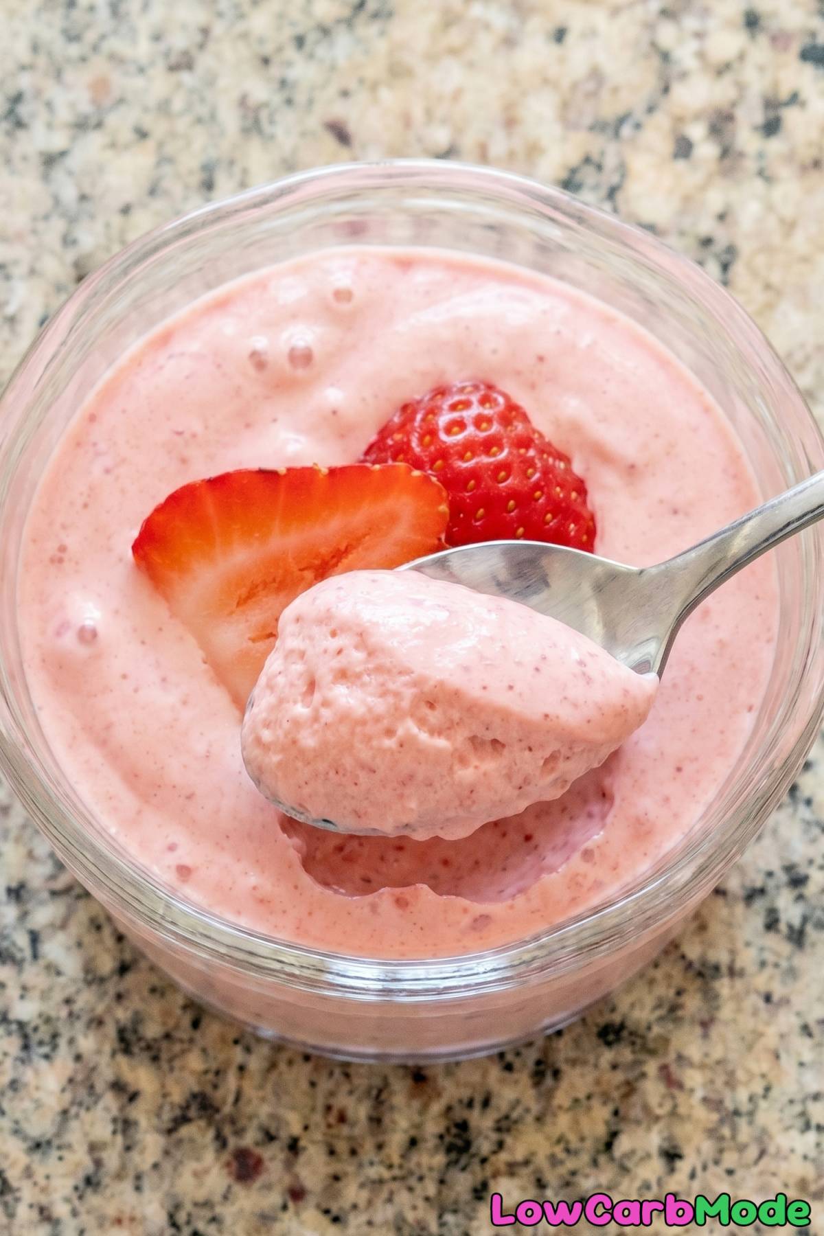 Decadent keto strawberry mousse dessert
