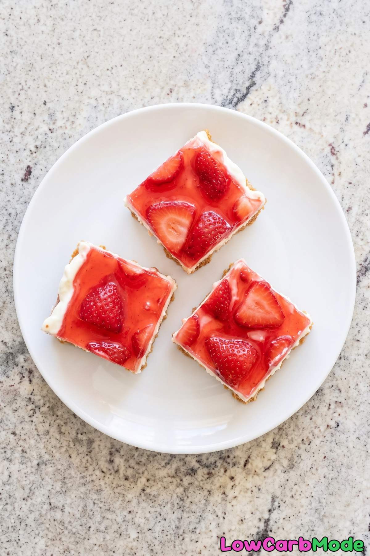 Sliced keto strawberry pretzel squares