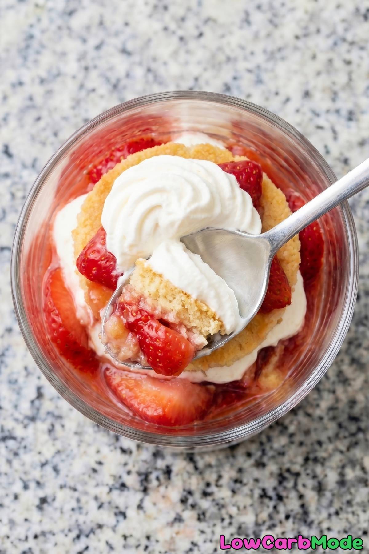 Layered keto strawberry shortcake cups
