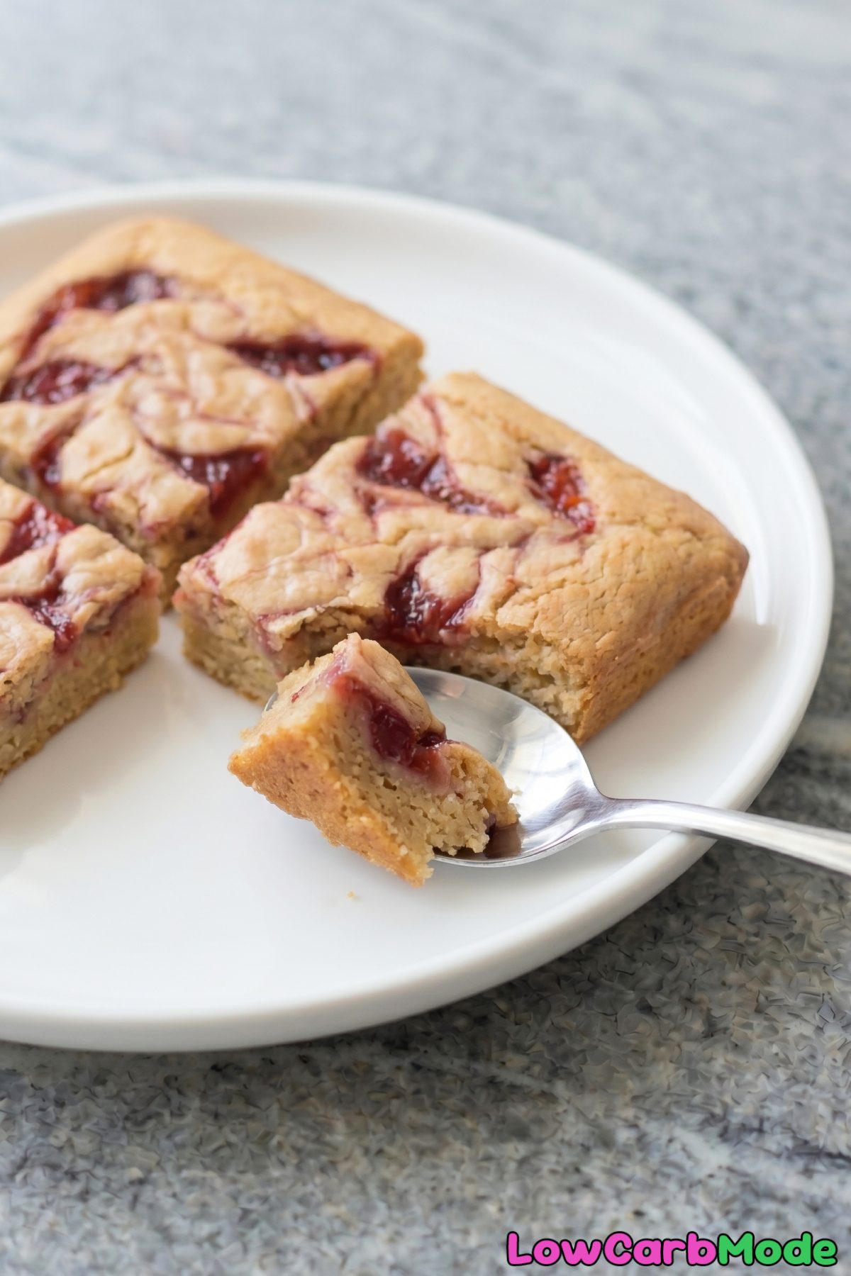 Homemade keto strawberry swirl blondies