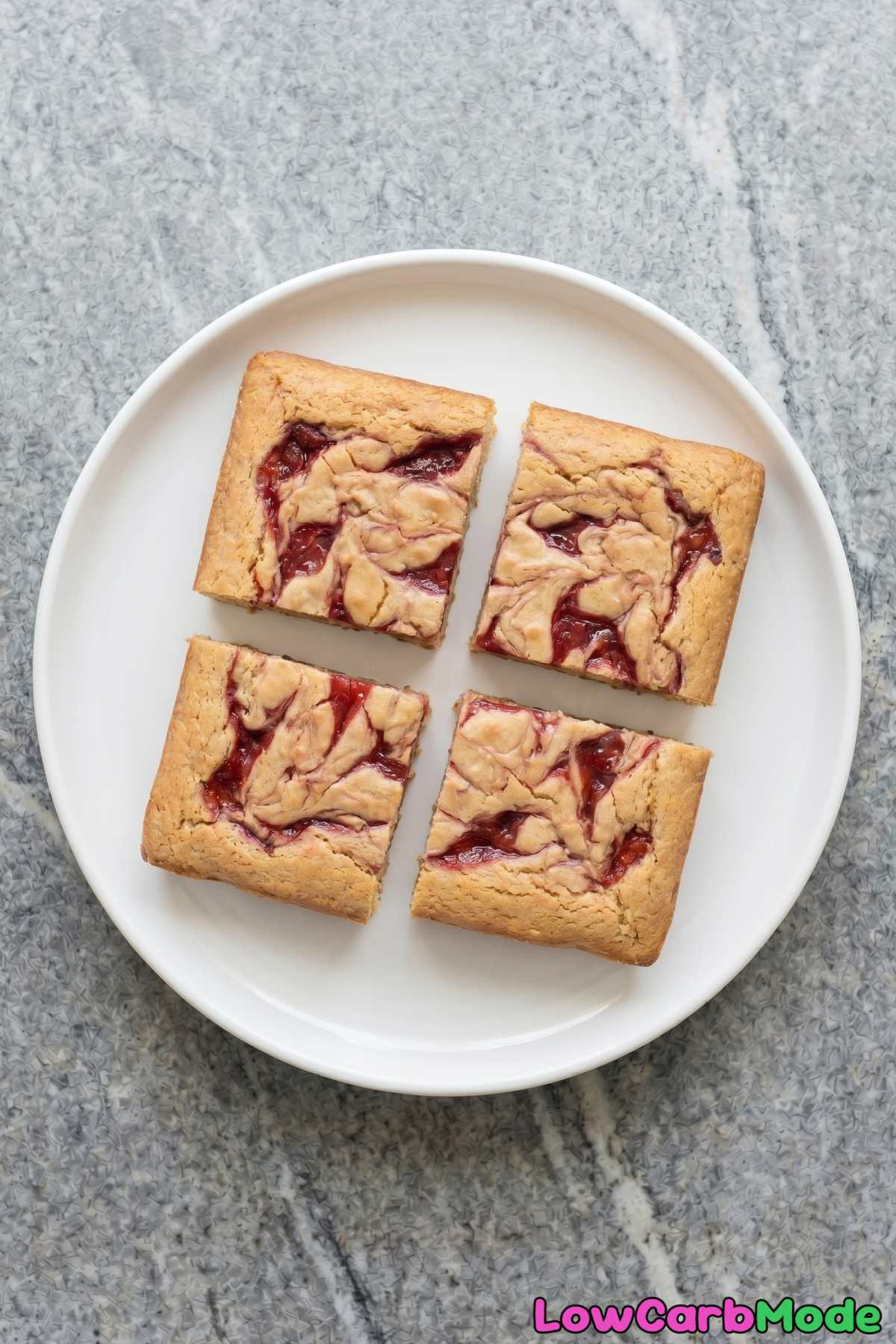 Buttery keto blondies with pink swirl