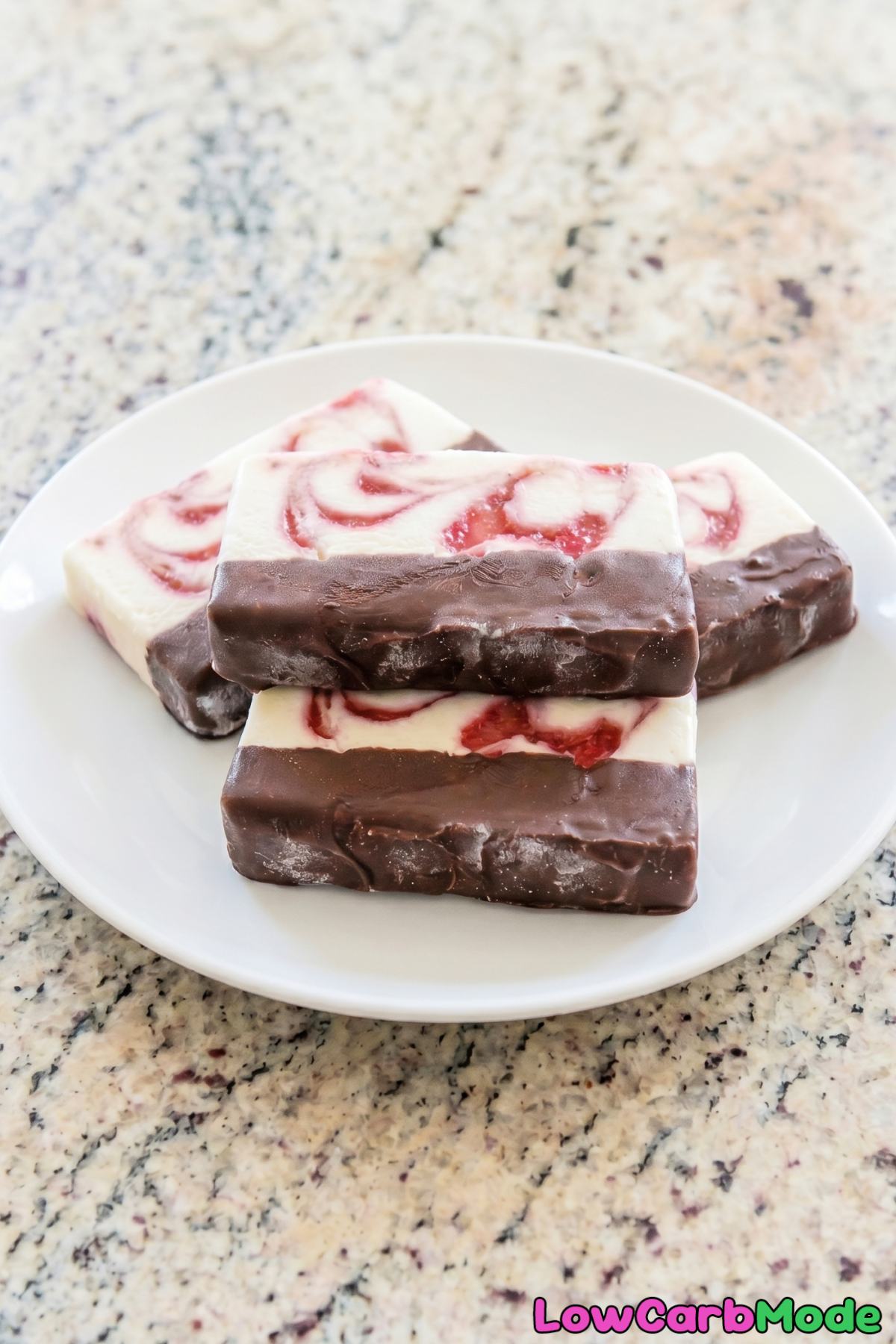 Irresistible keto strawberry swirl ice cream bars