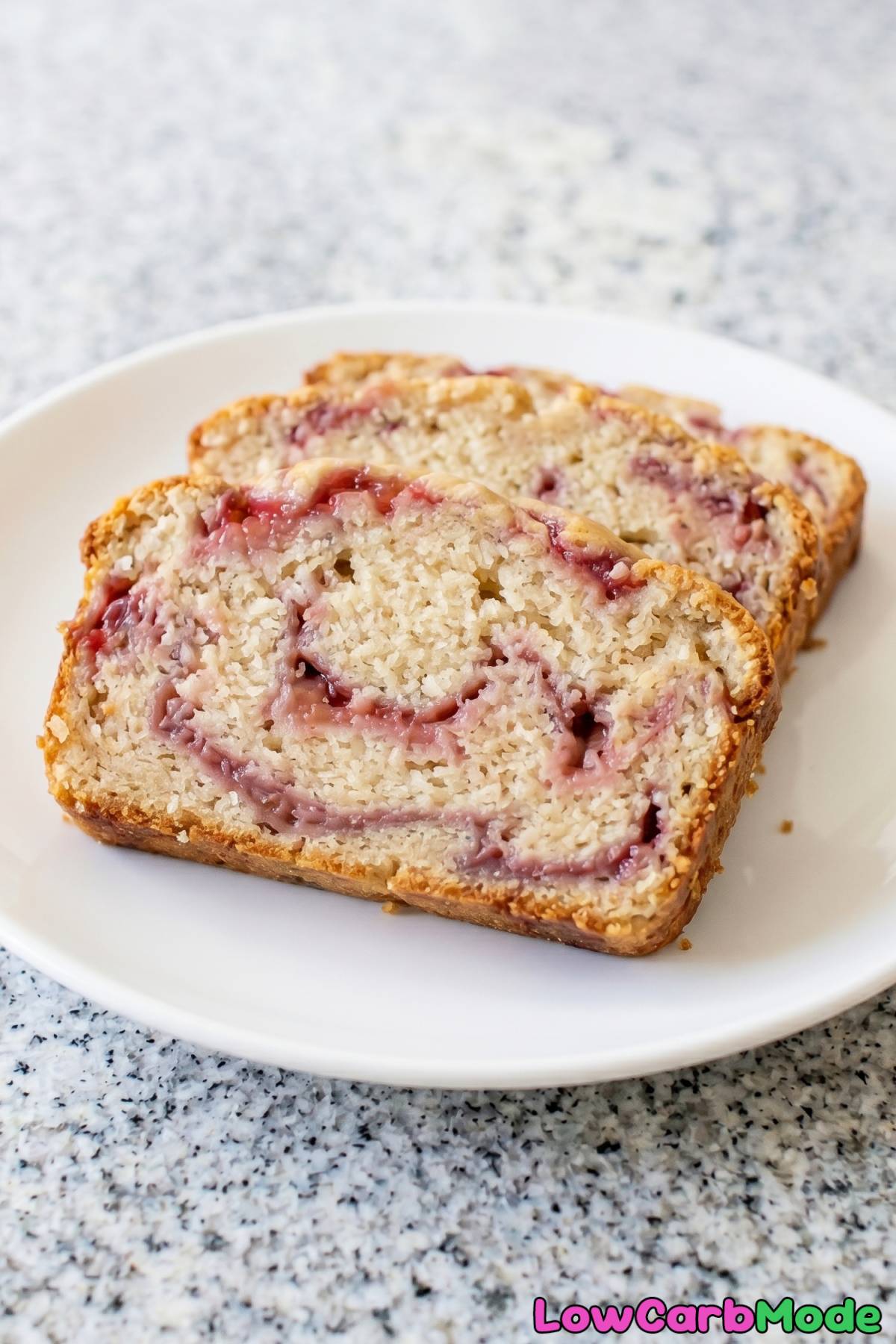 Rich keto strawberry swirl pound cake