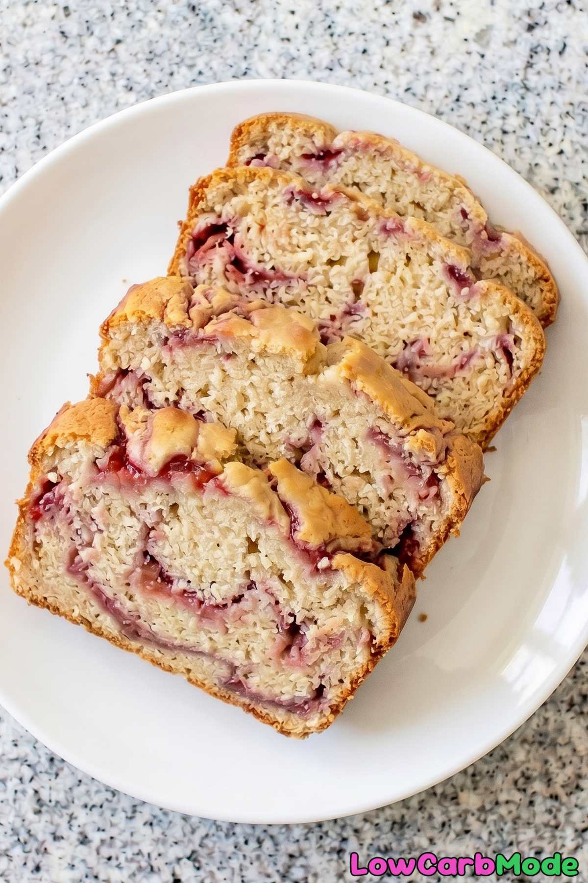 Moist keto strawberry swirl pound cake
