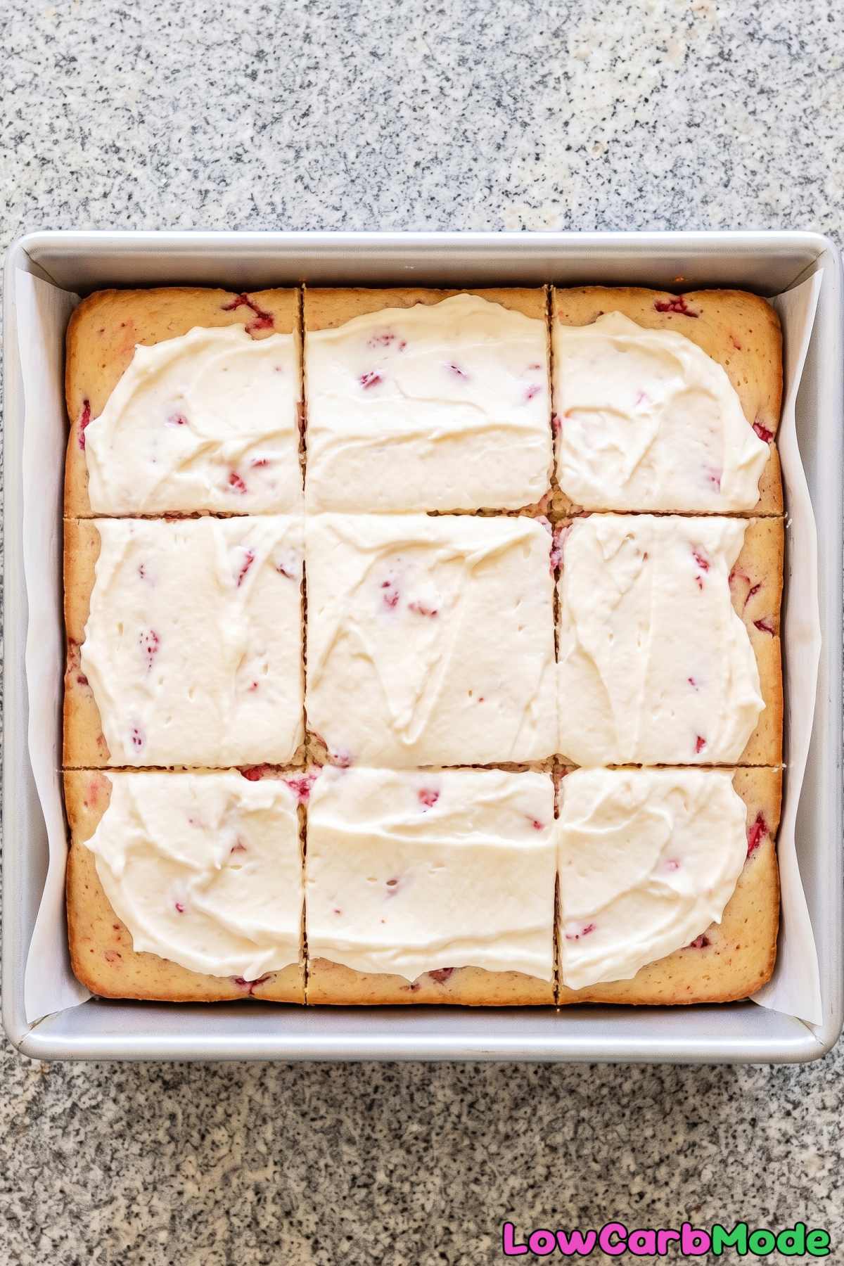 Creamy keto strawberry yogurt cake
