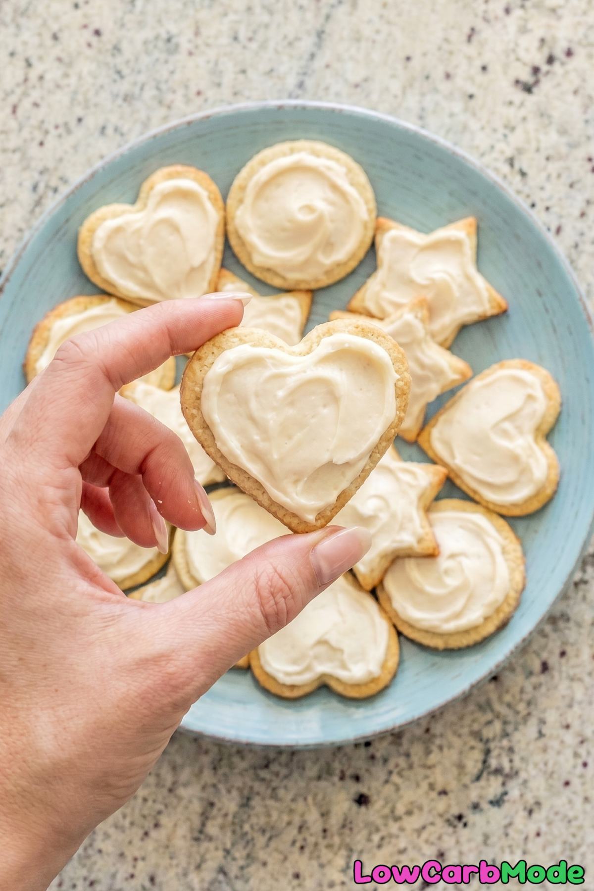 Homemade keto sugar cookies with sweet frosting