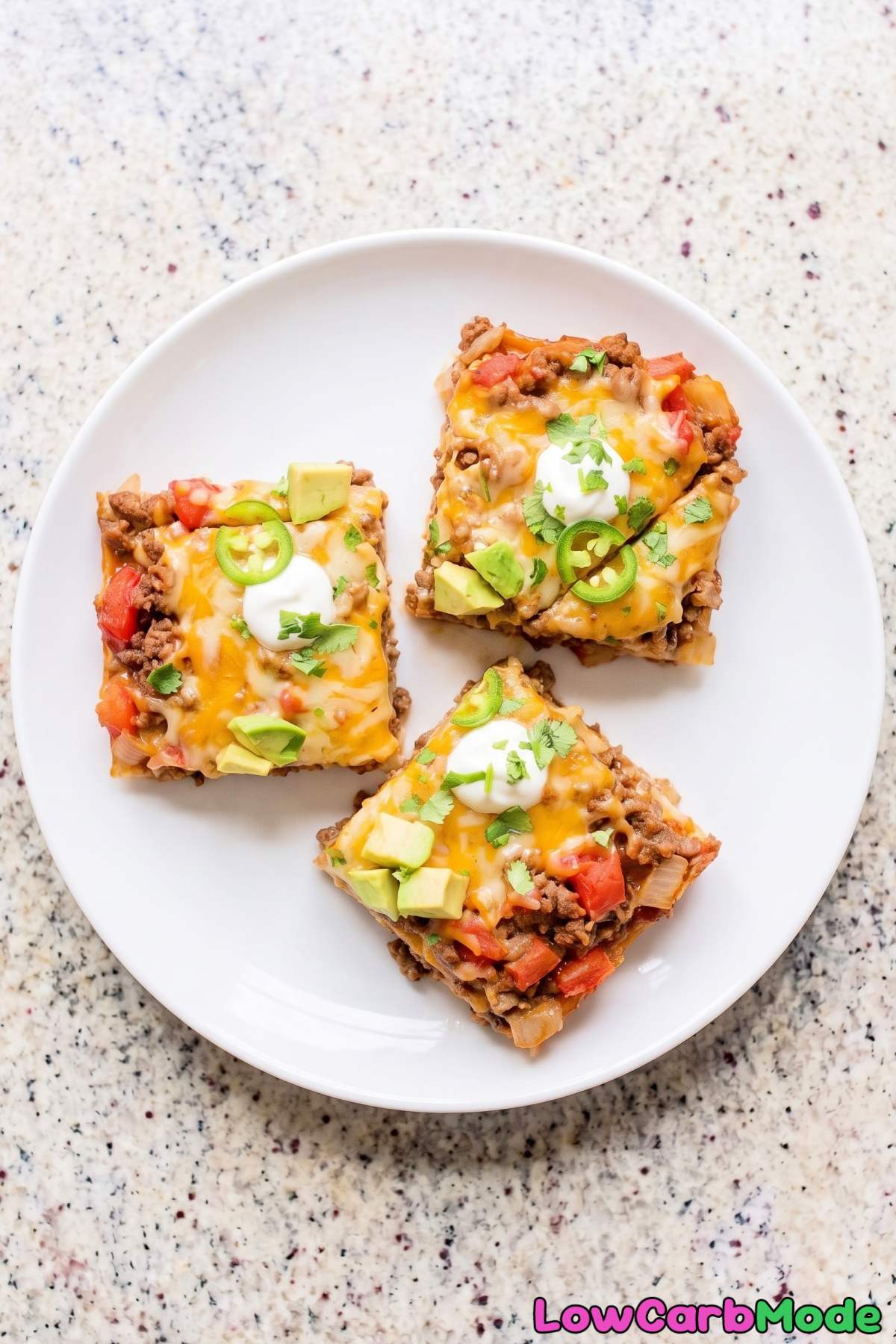 Cheesy keto taco casserole fresh from oven