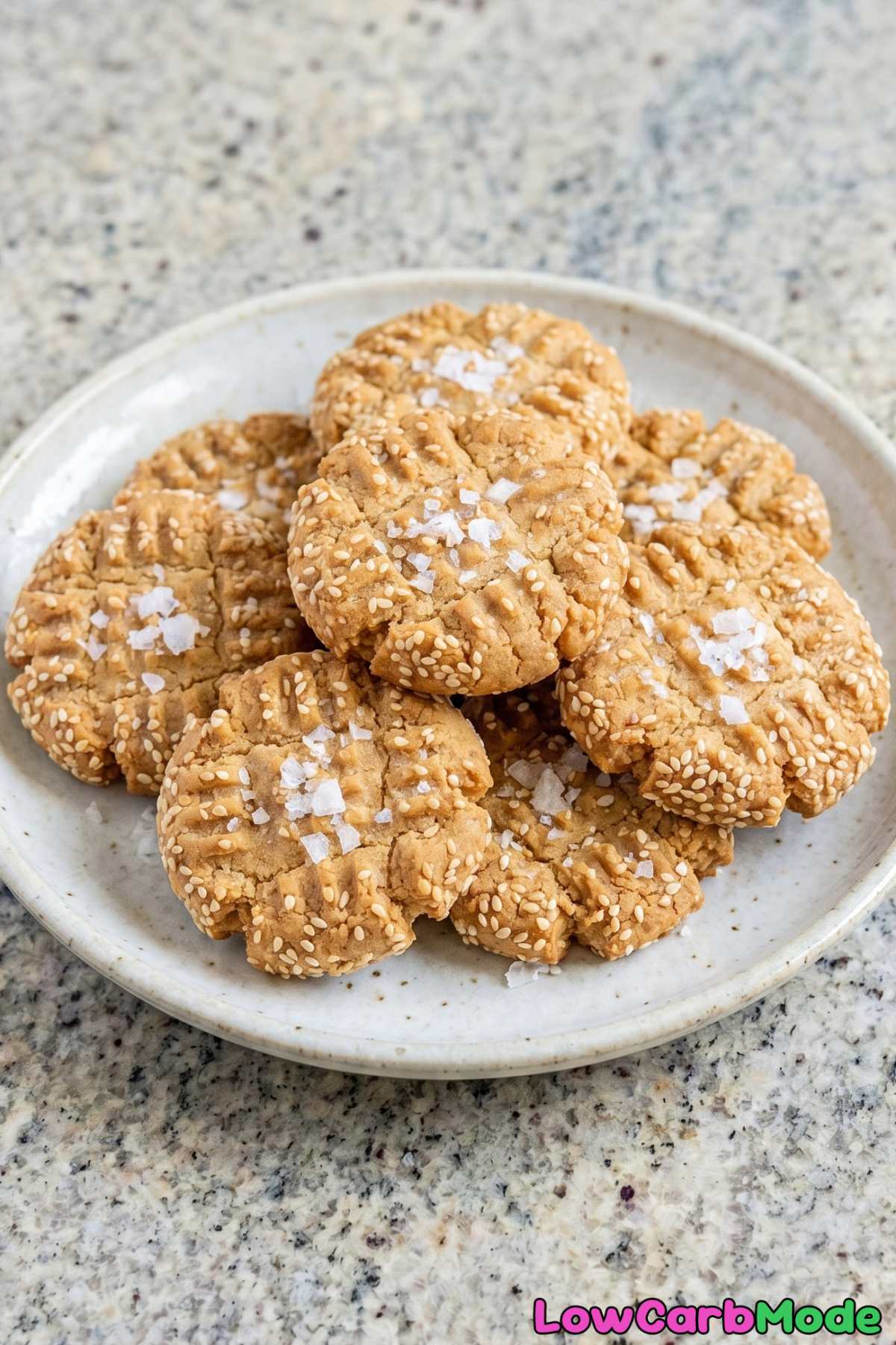 Crumbly keto tahini & sea salt cookies