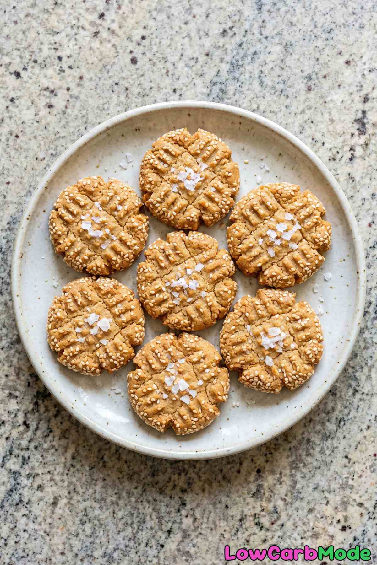 Golden keto tahini & sea salt cookies
