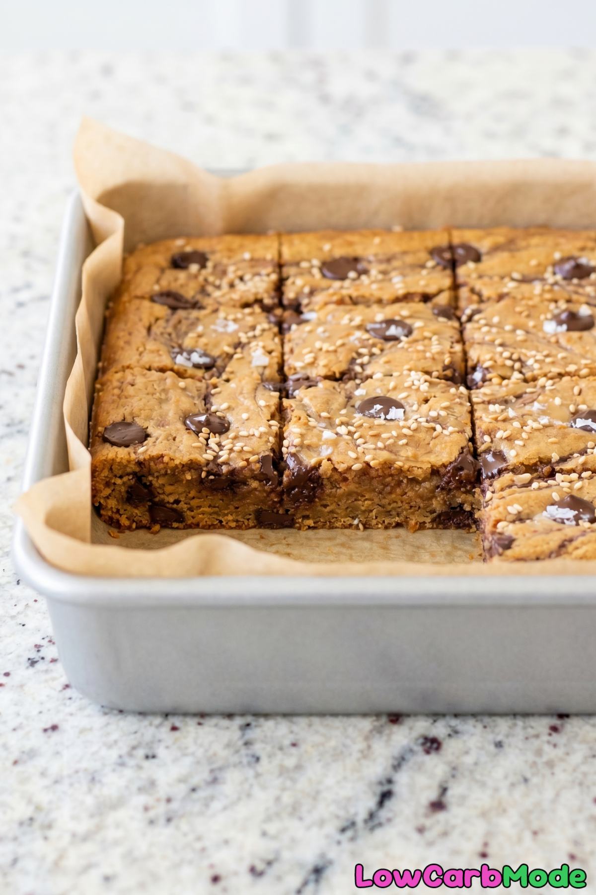 Golden keto tahini swirl blondies
