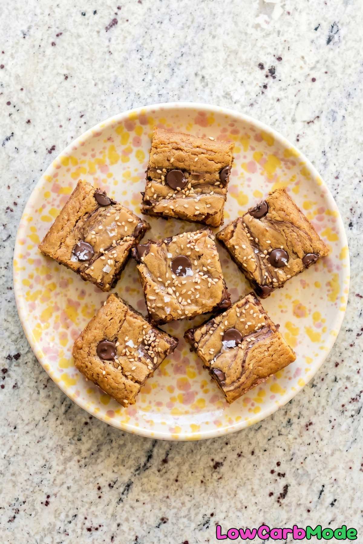 Easy keto tahini blondies up close