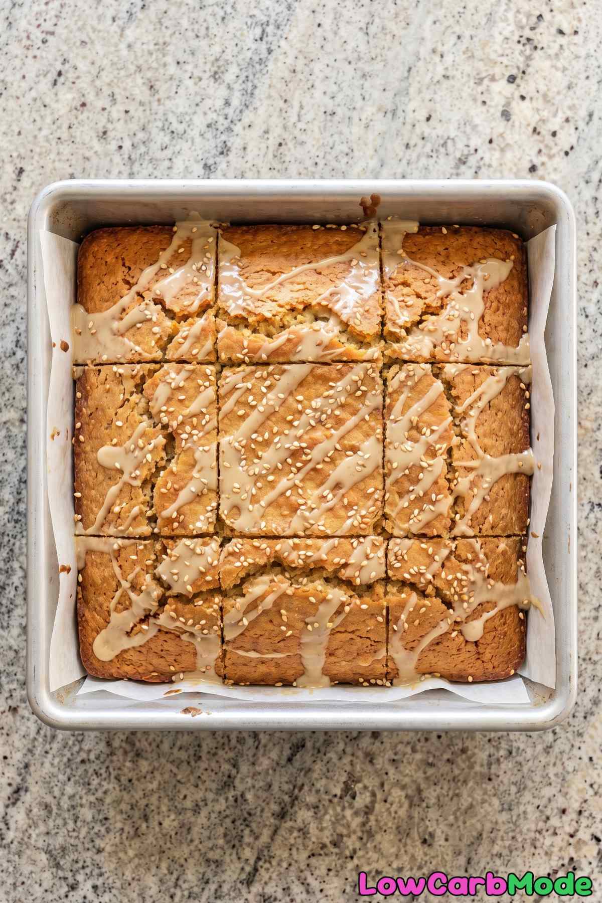 Fluffy keto yogurt cake with tahini