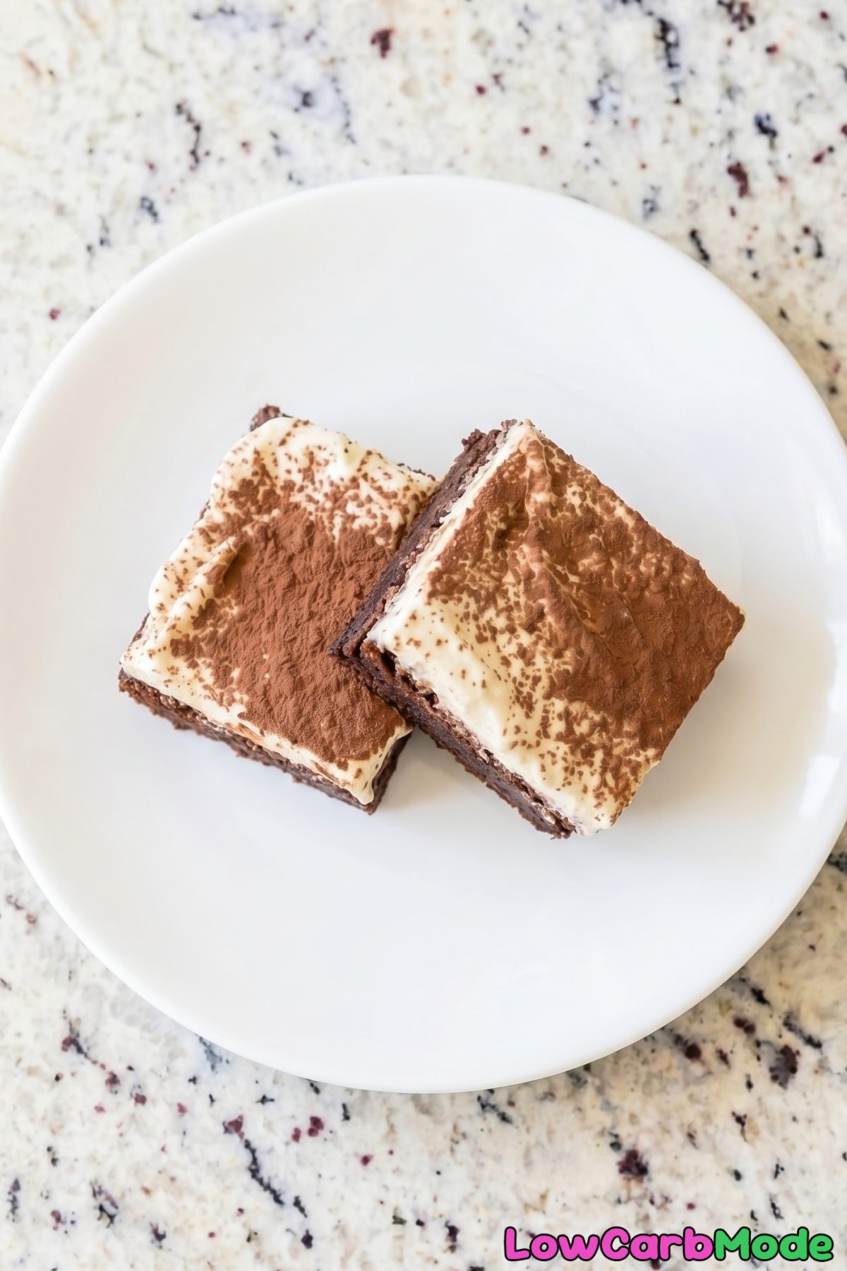 Indulgent keto tiramisu brownie bars served