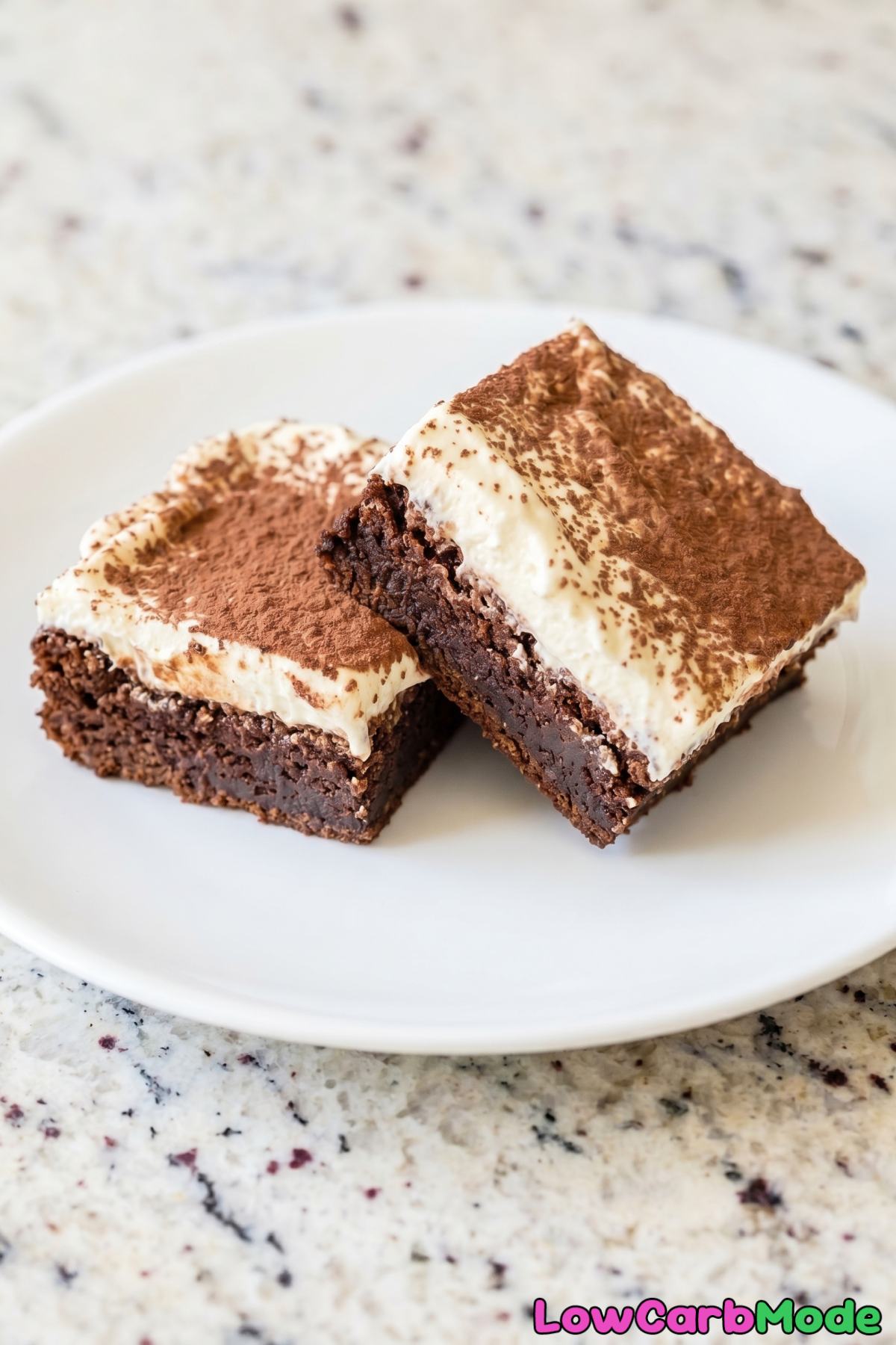 Easy keto tiramisu brownie bars layered