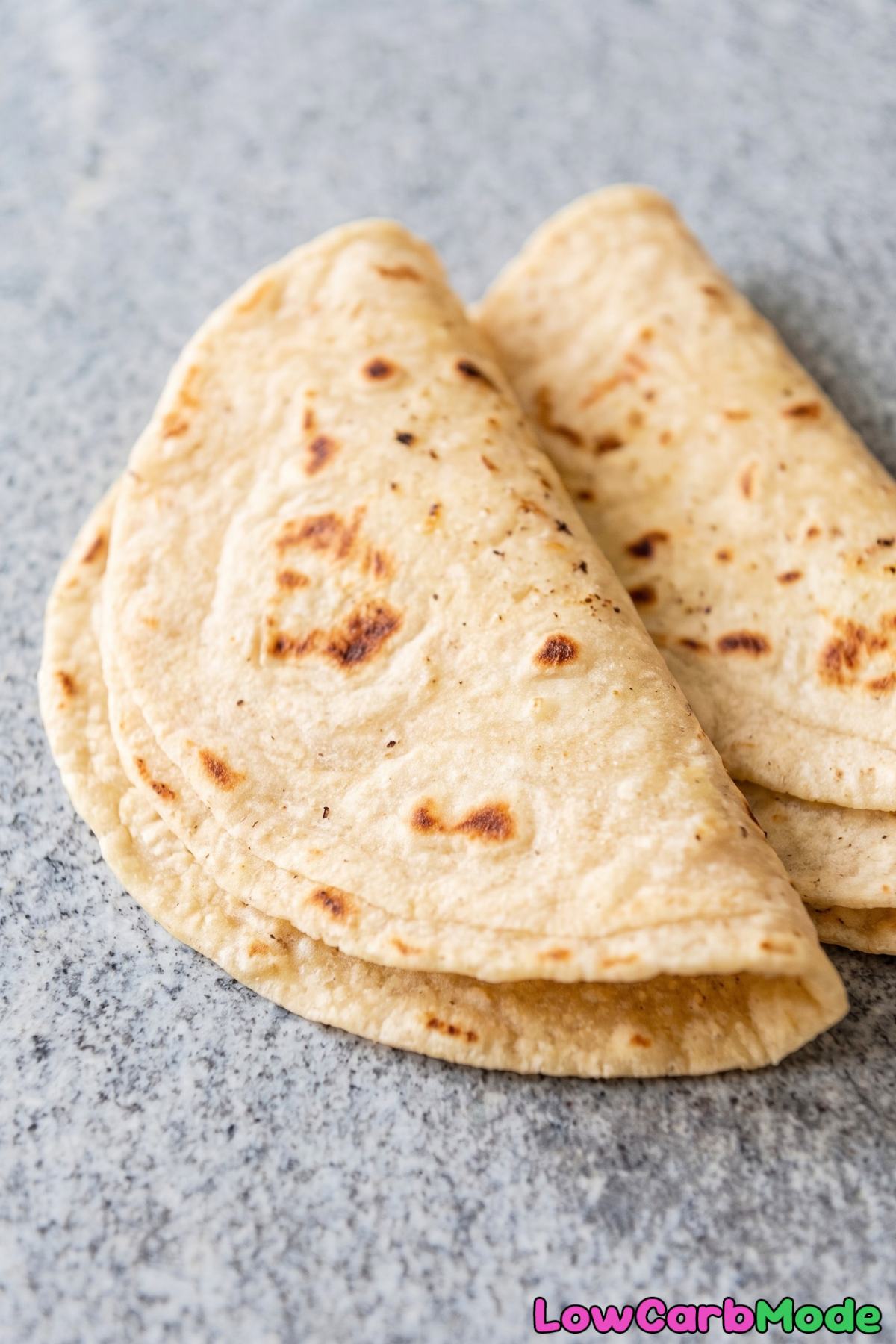 Tender folded keto tortilla wrap