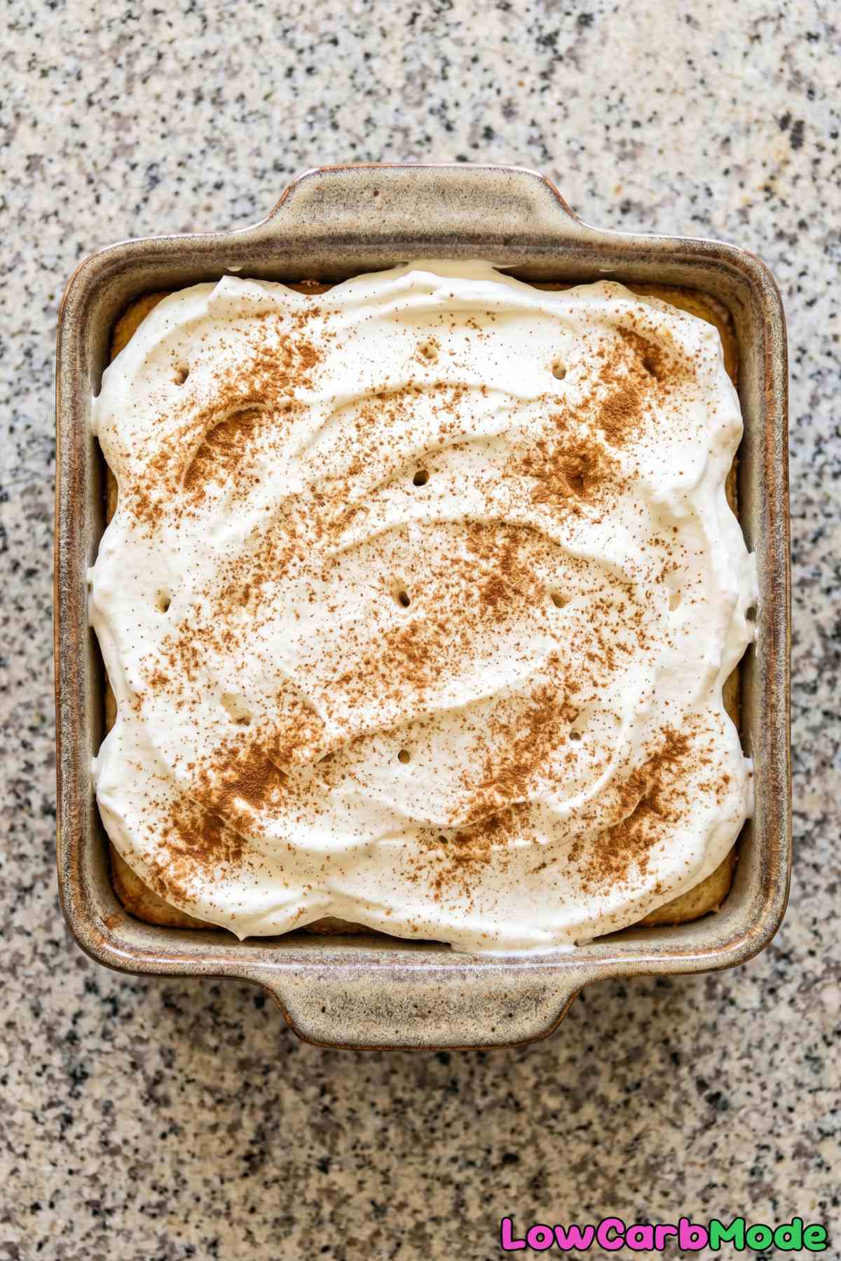 Homemade keto tres leches cake piece