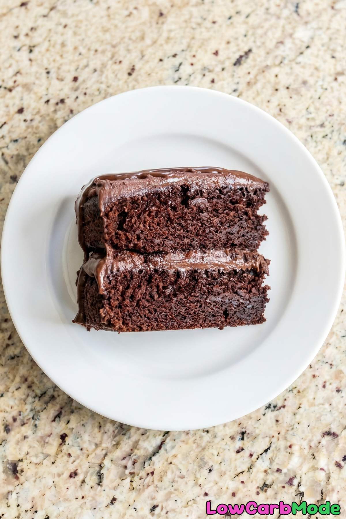 Velvety keto triple chocolate cake piece