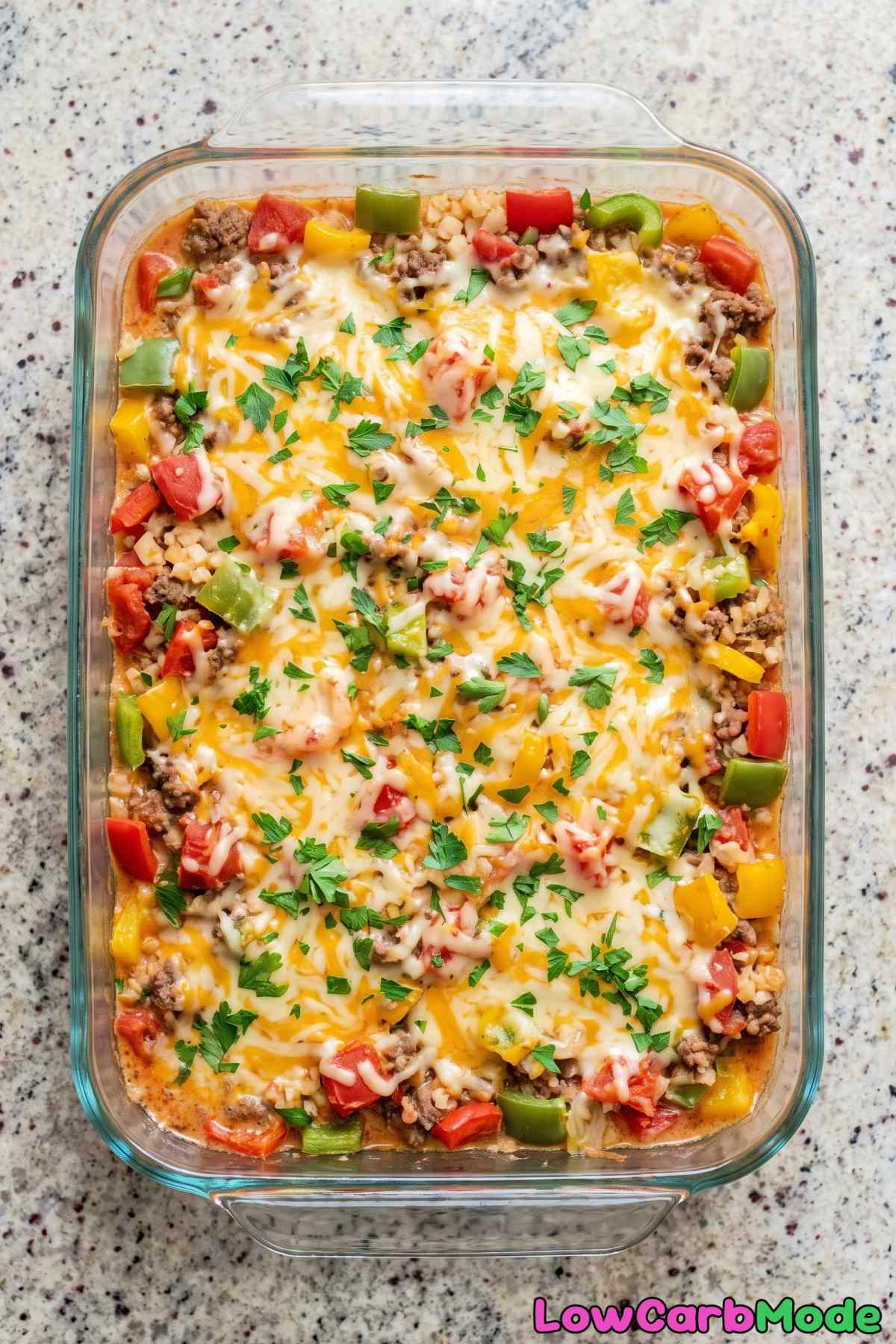 Warm keto unstuffed bell pepper bake