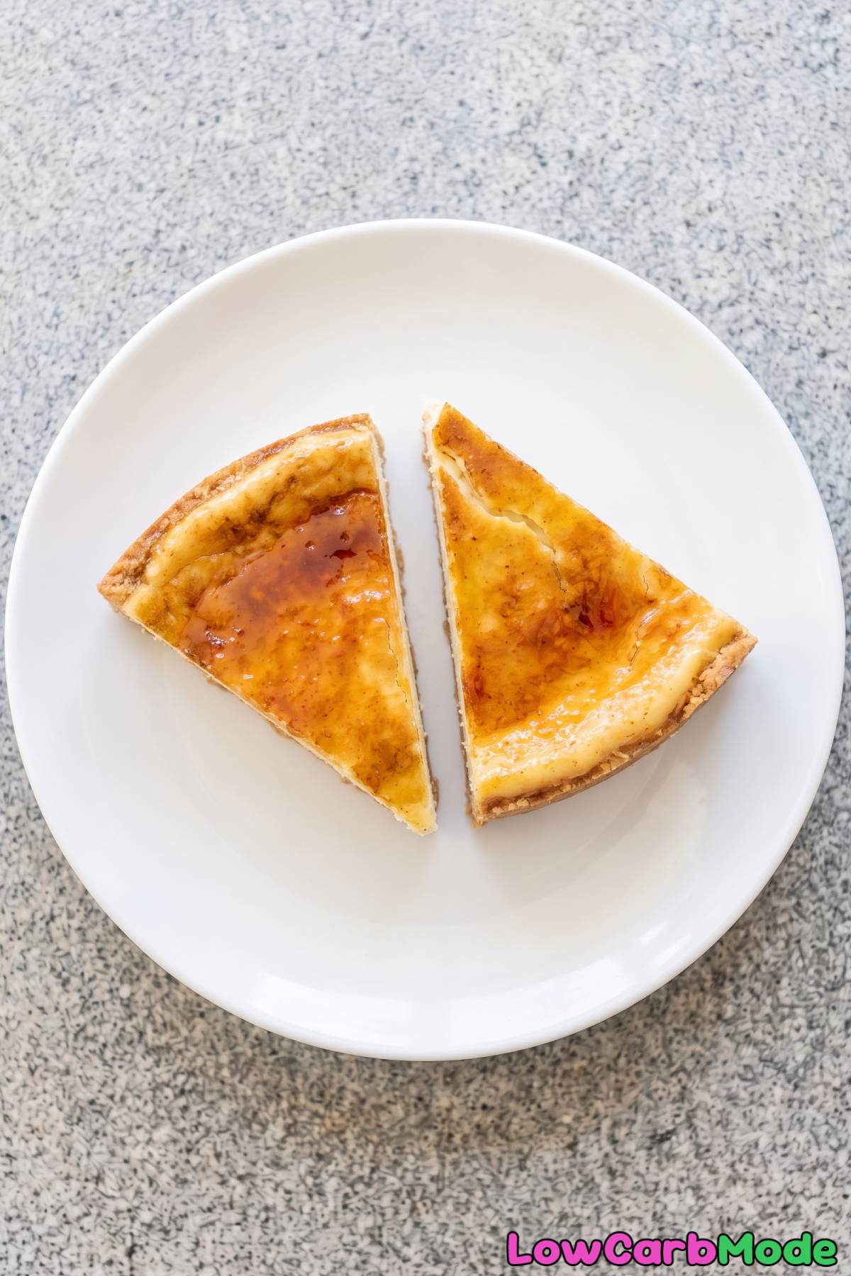 Keto vanilla bean cheesecake slice