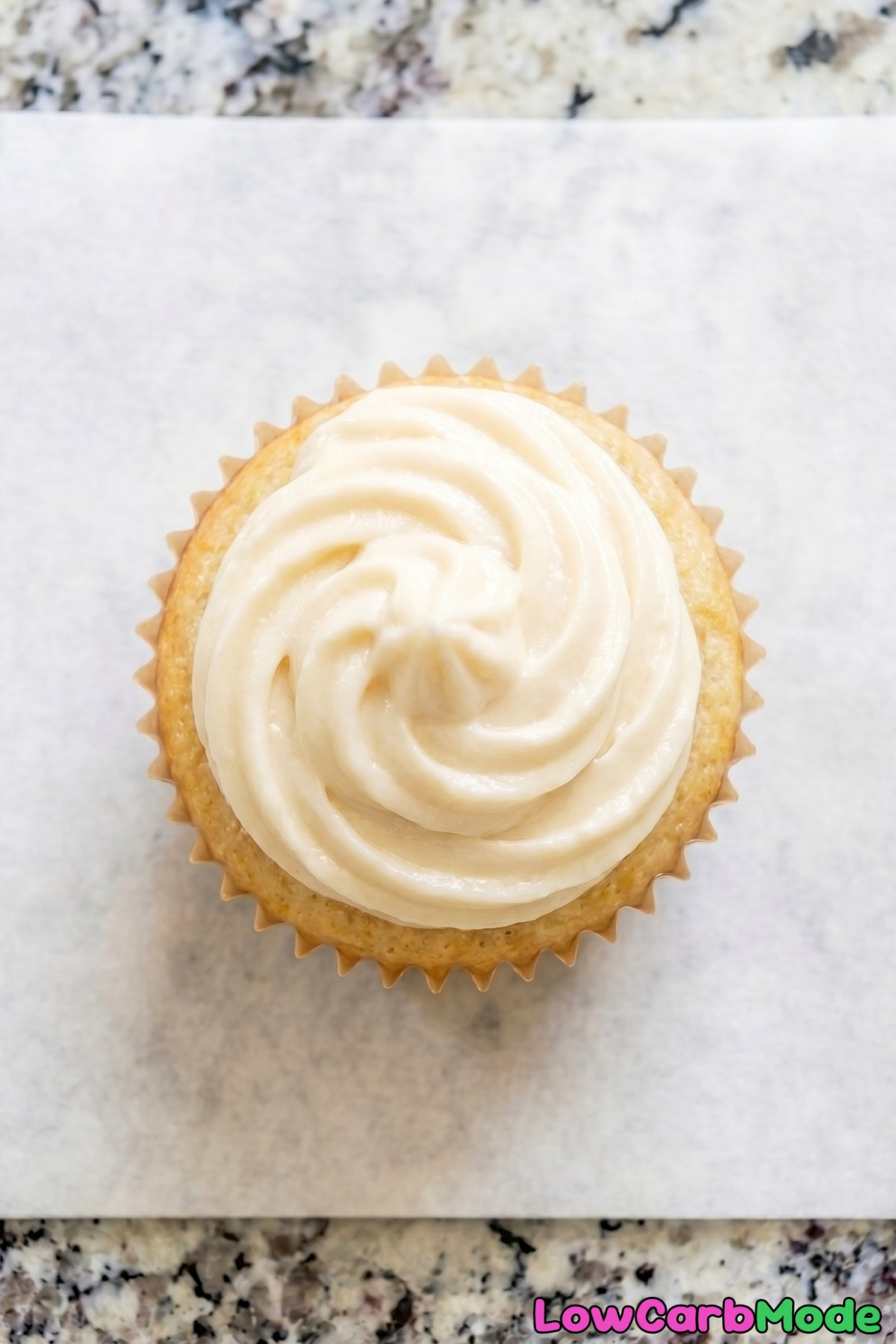 Light keto vanilla cupcakes with buttercream