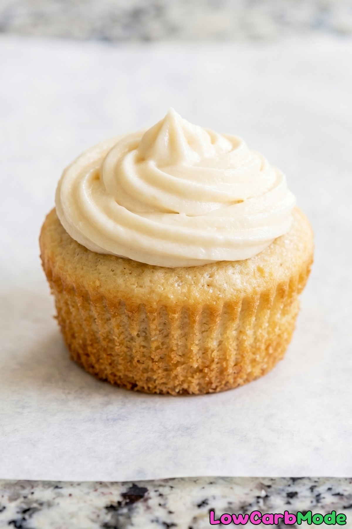 Gorgeous keto vanilla cupcakes with buttercream