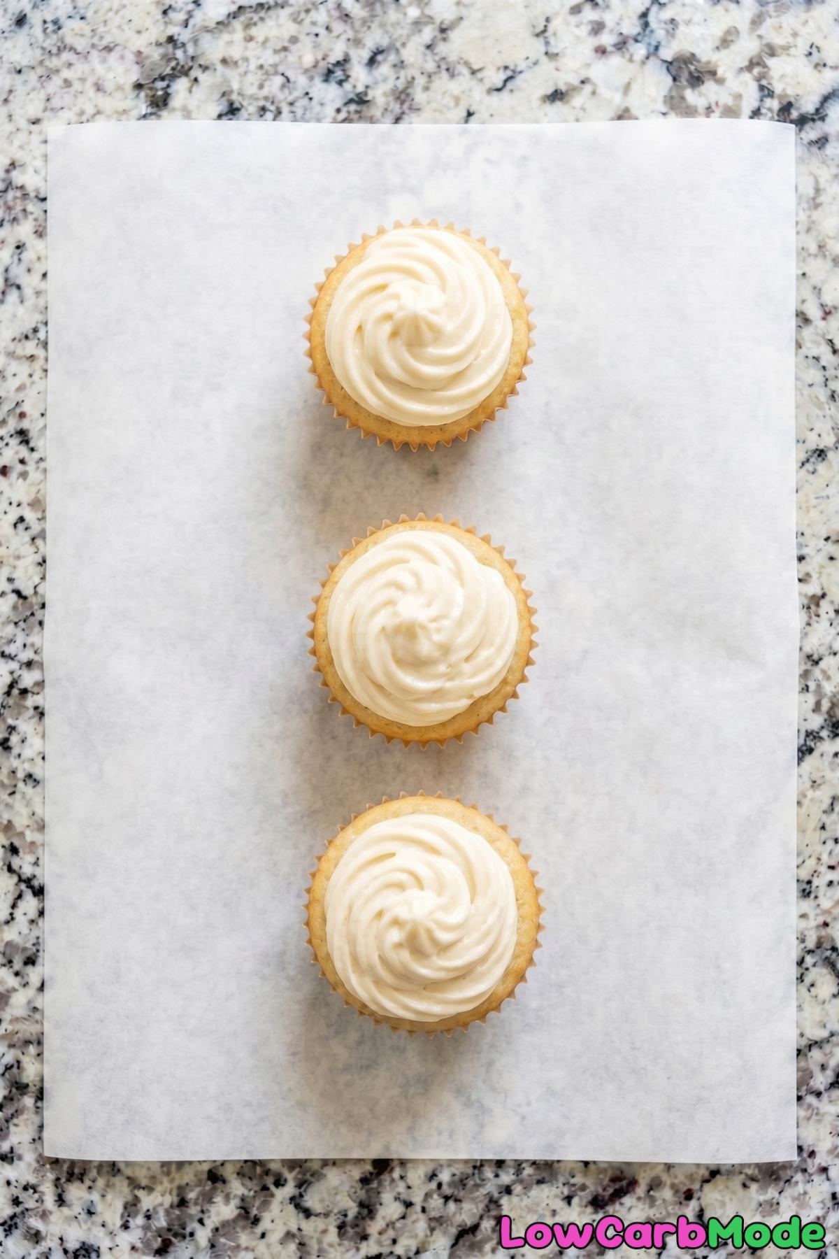 Moist keto vanilla cupcakes with buttercream