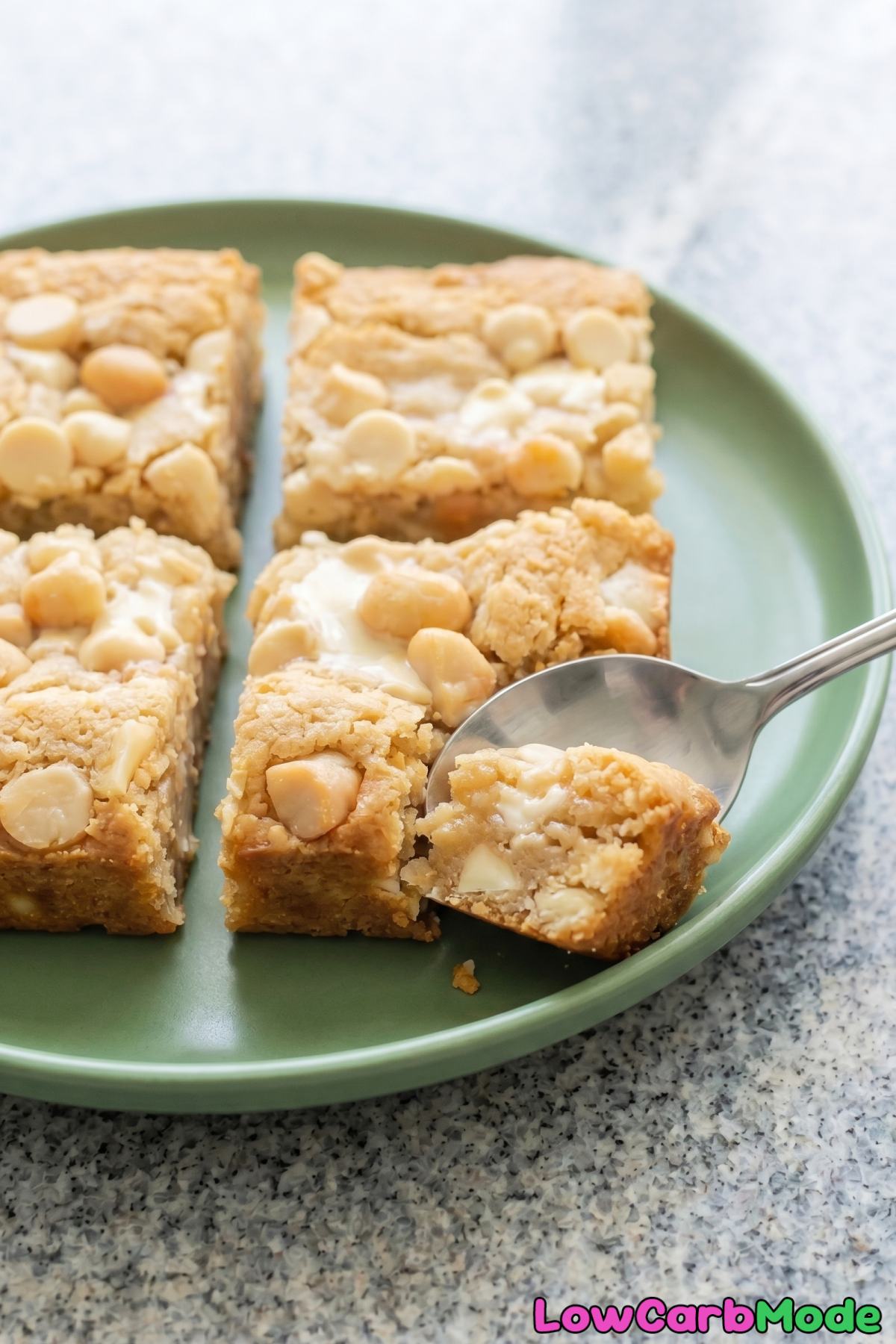 homemade keto white chocolate nut blondies