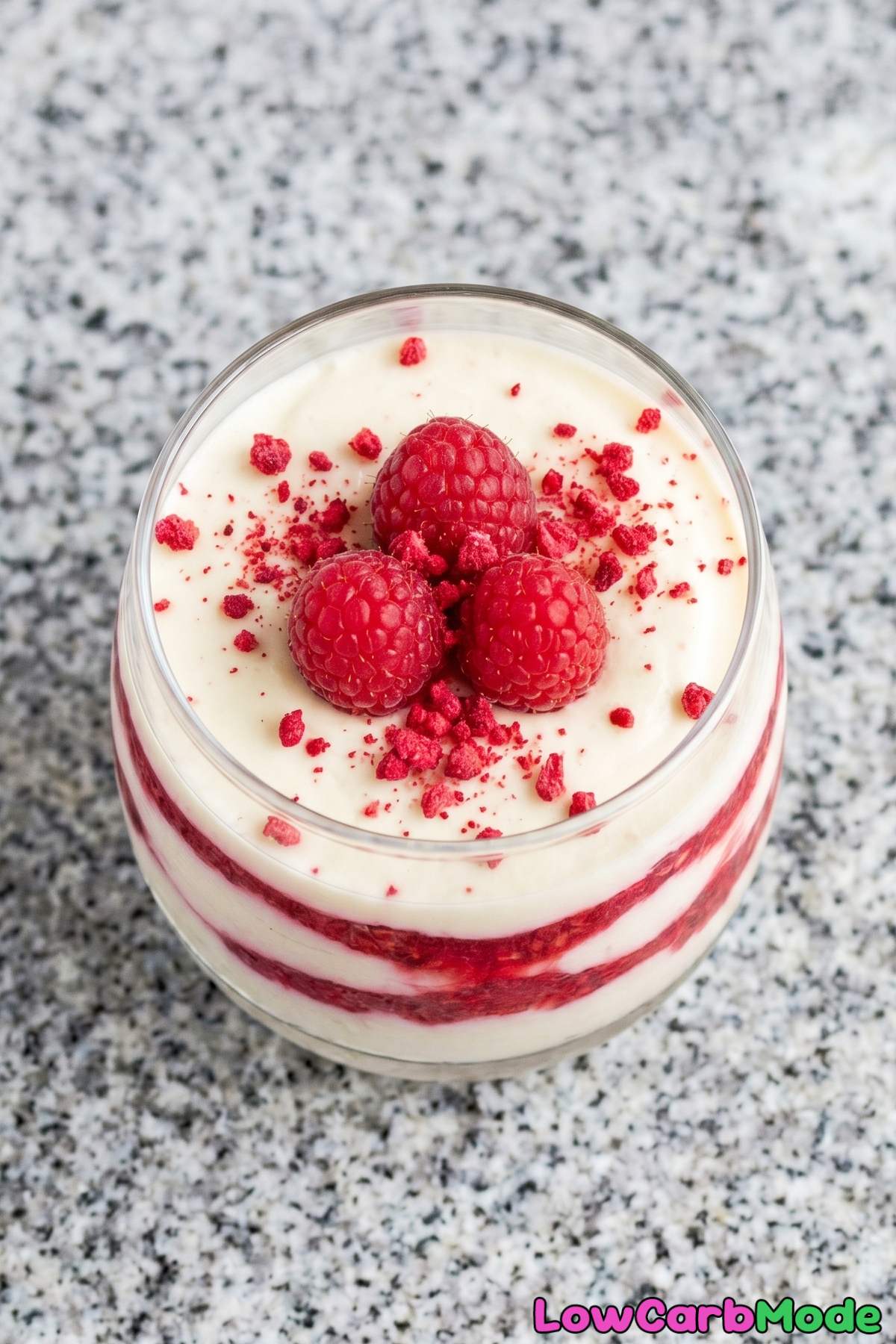 Velvety keto white chocolate raspberry mousse cups