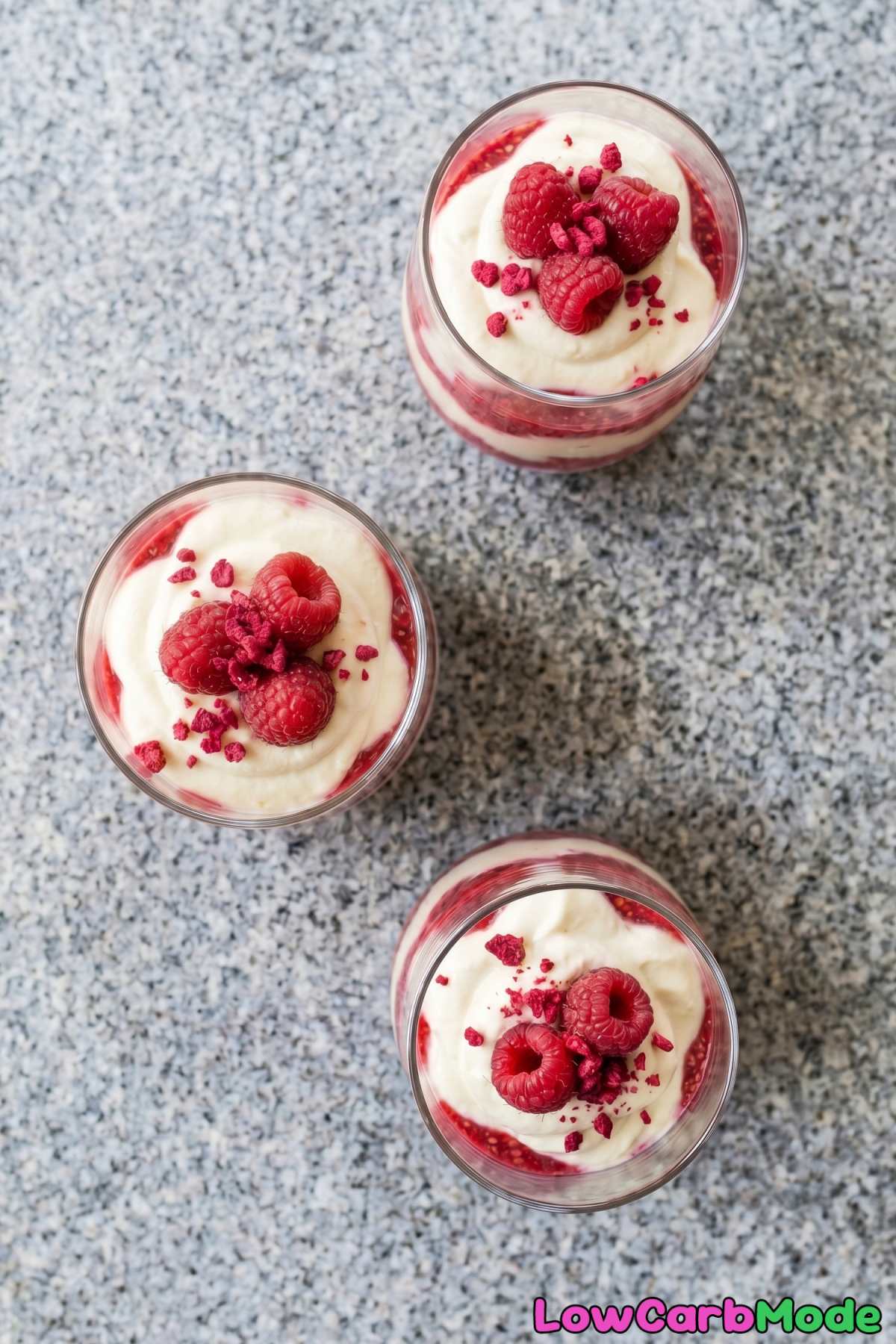 Dreamy keto white chocolate raspberry mousse cups