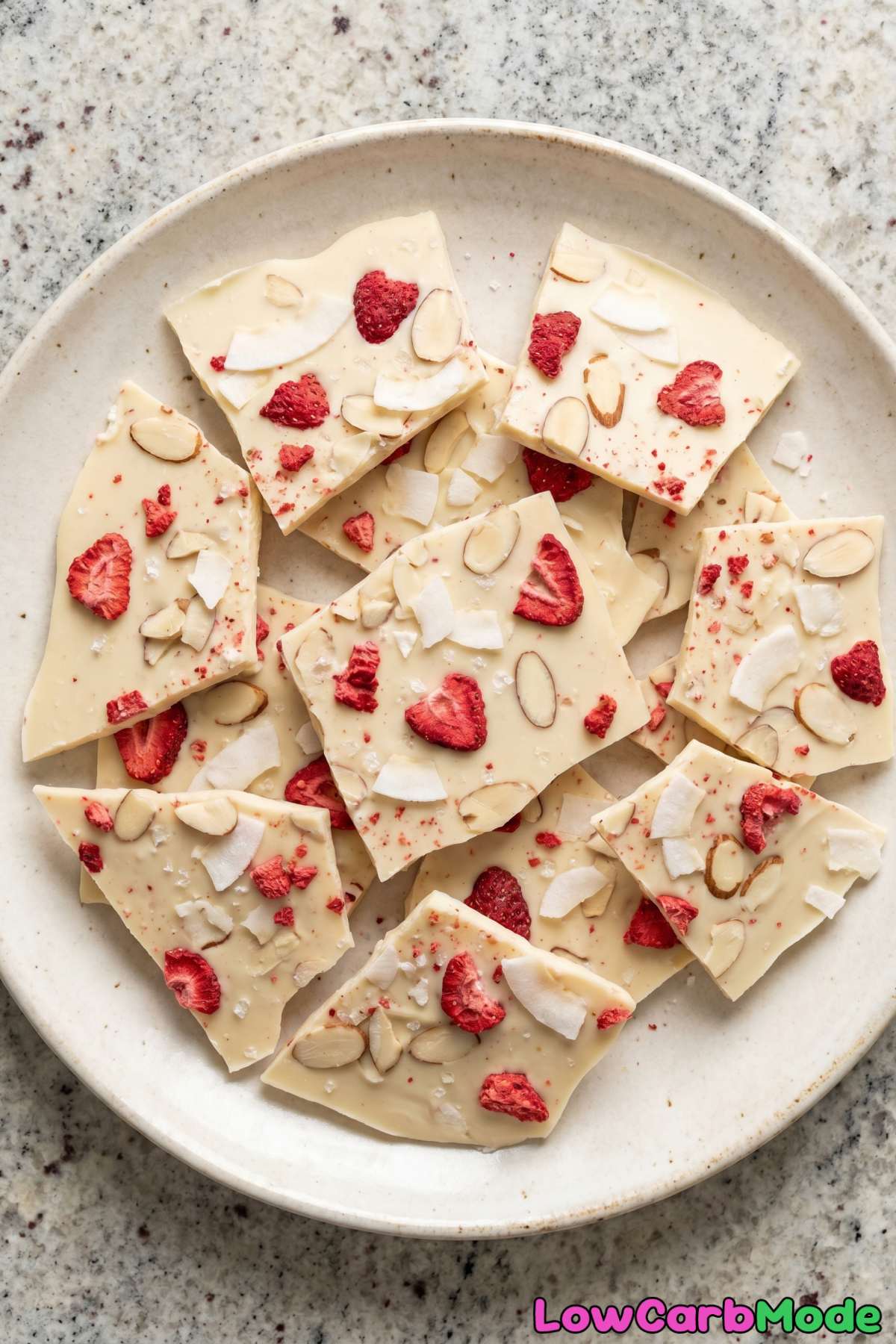 decadent keto strawberry bark slices
