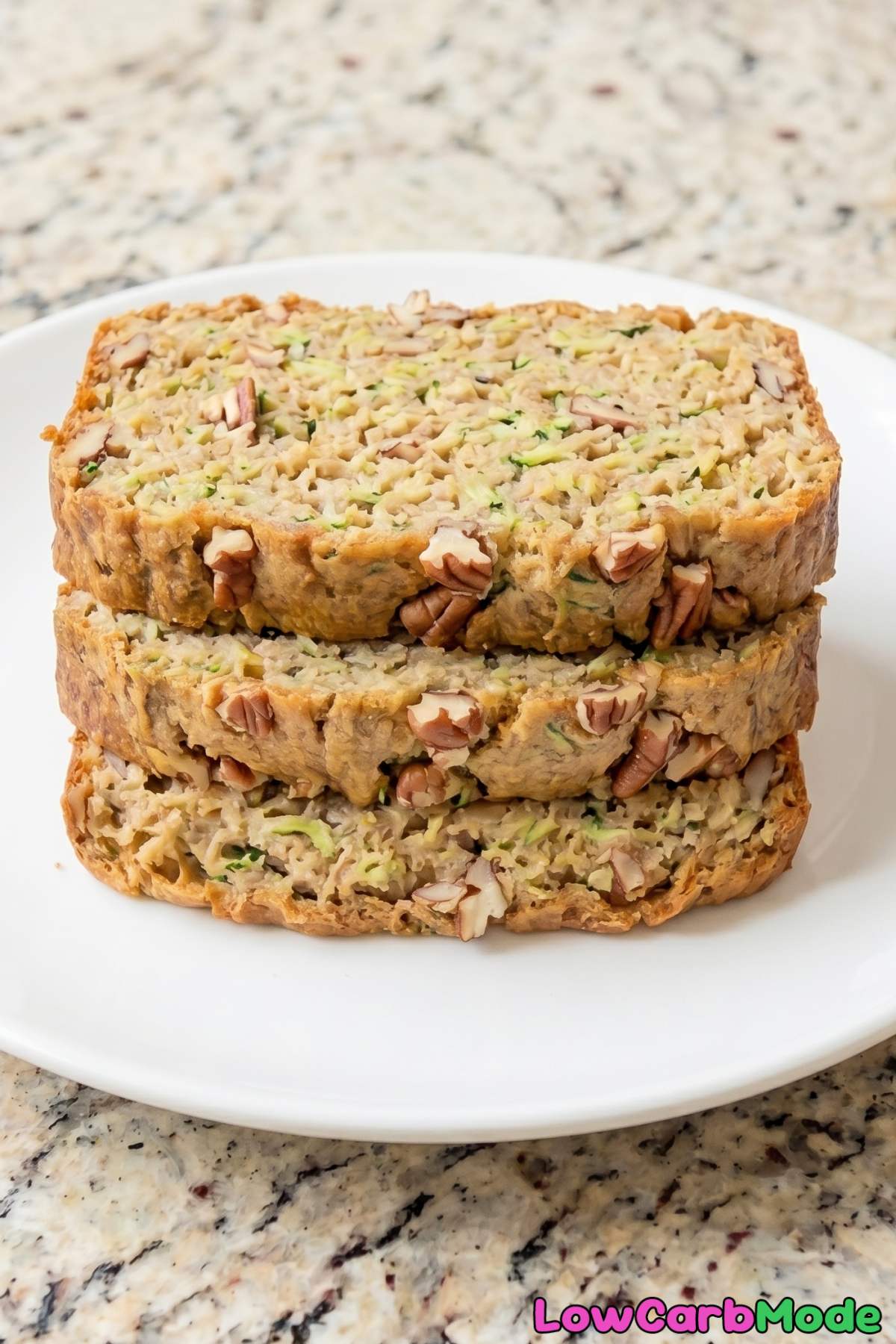 Warm keto zucchini bread on plate