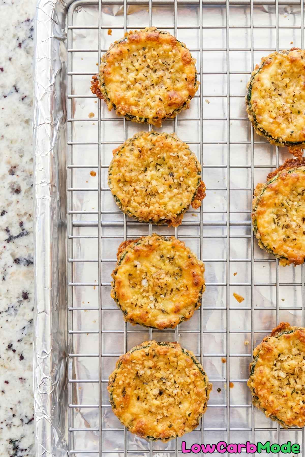 Light and crispy keto zucchini parmesan crisps