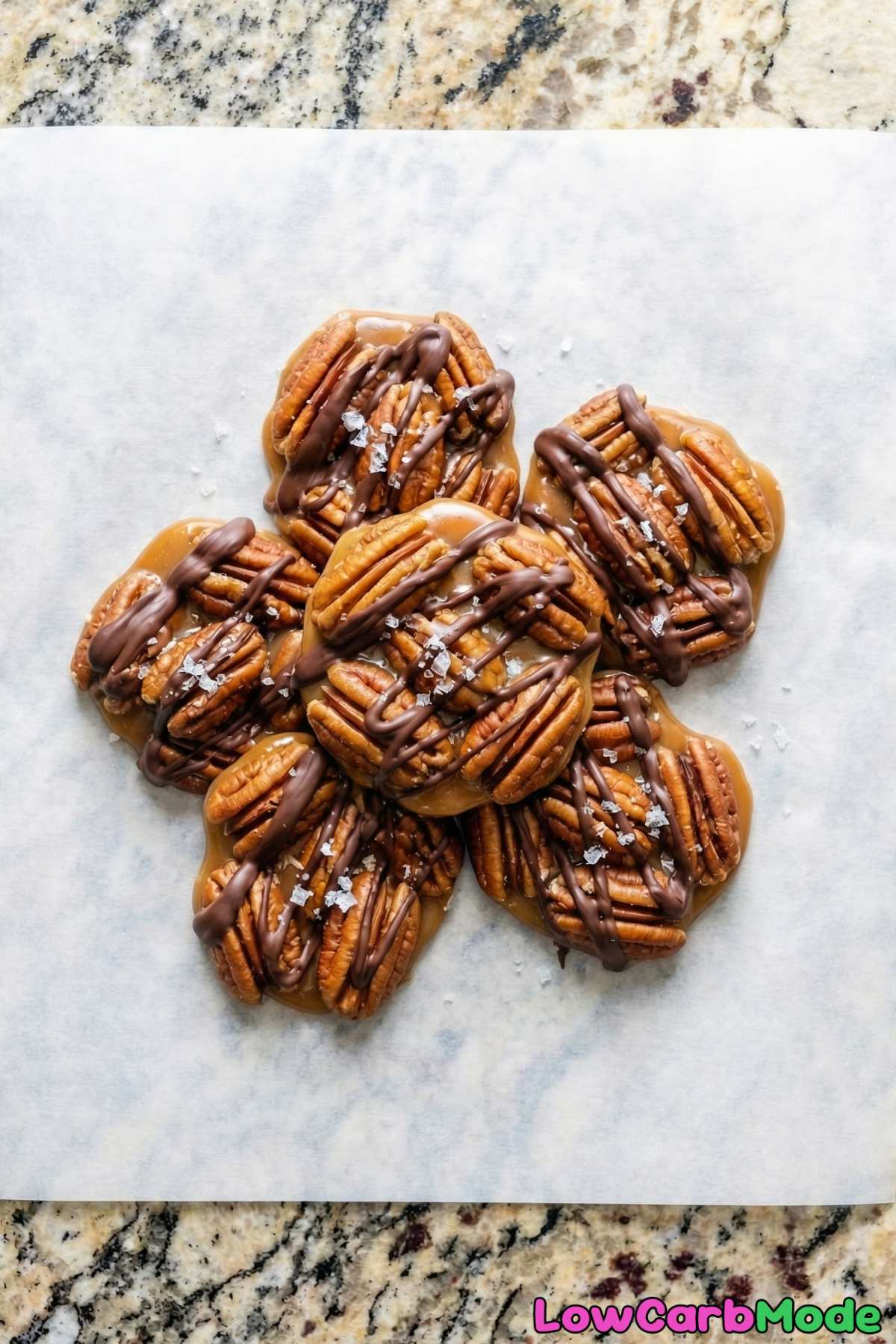 Decadent low carb caramel pecan clusters