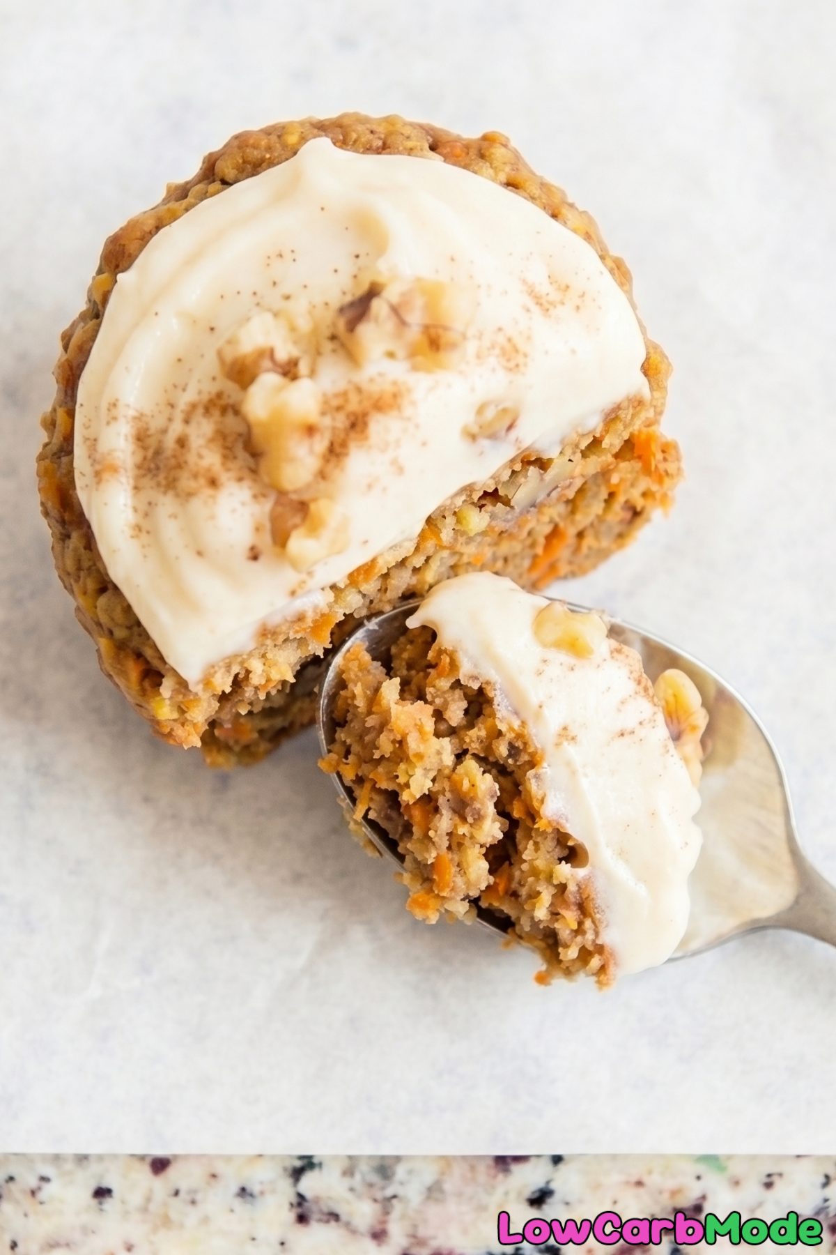 Tender low carb carrot cake cupcakes