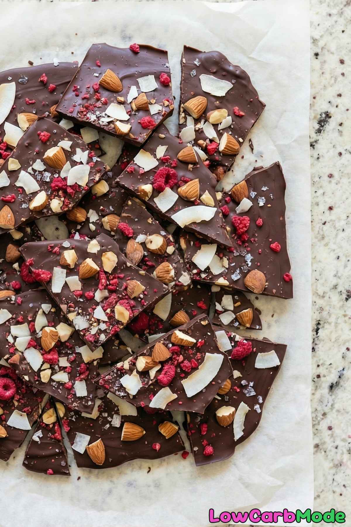 Homemade low carb chocolate bark sea salt