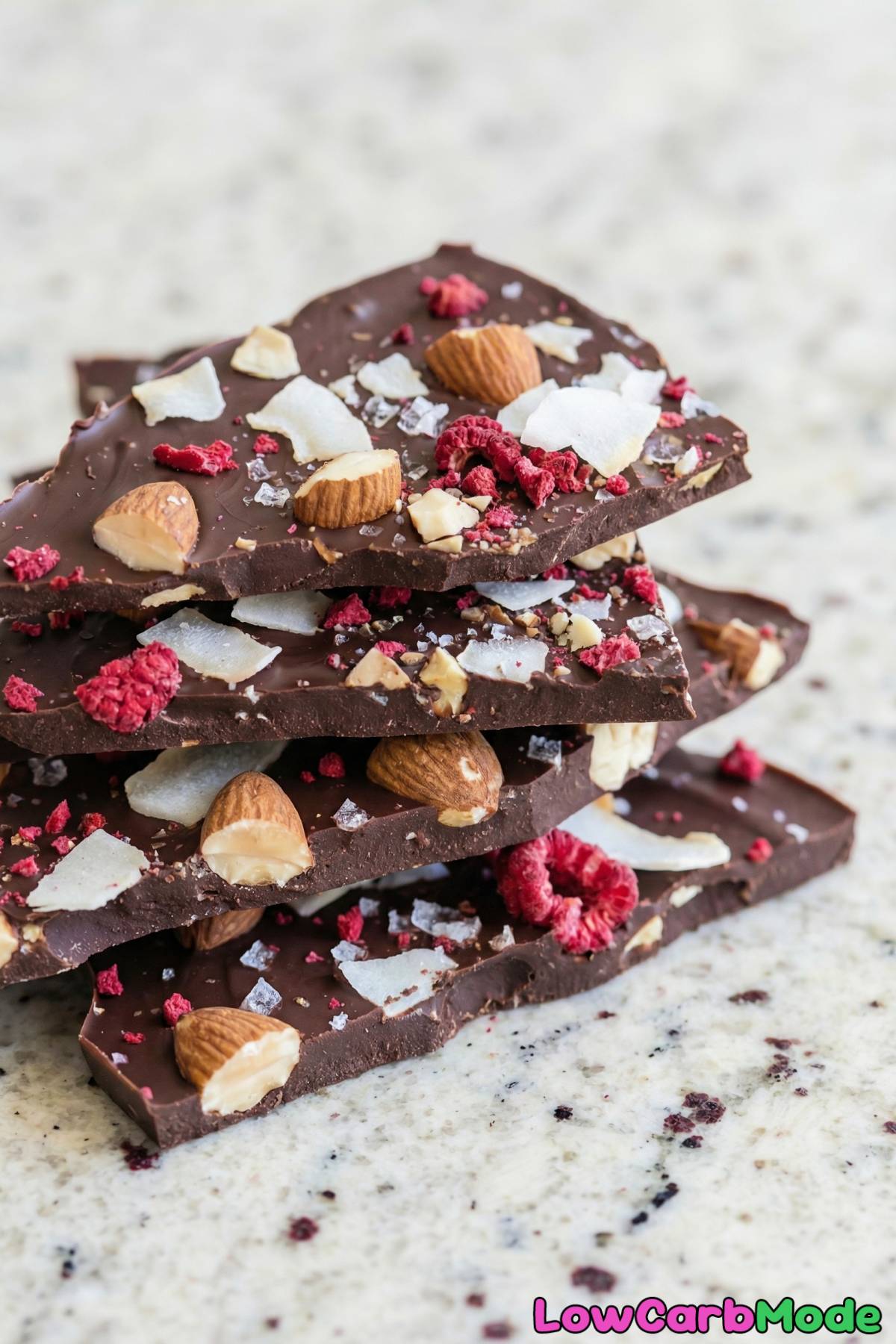 Decadent low carb chocolate bark sea salt