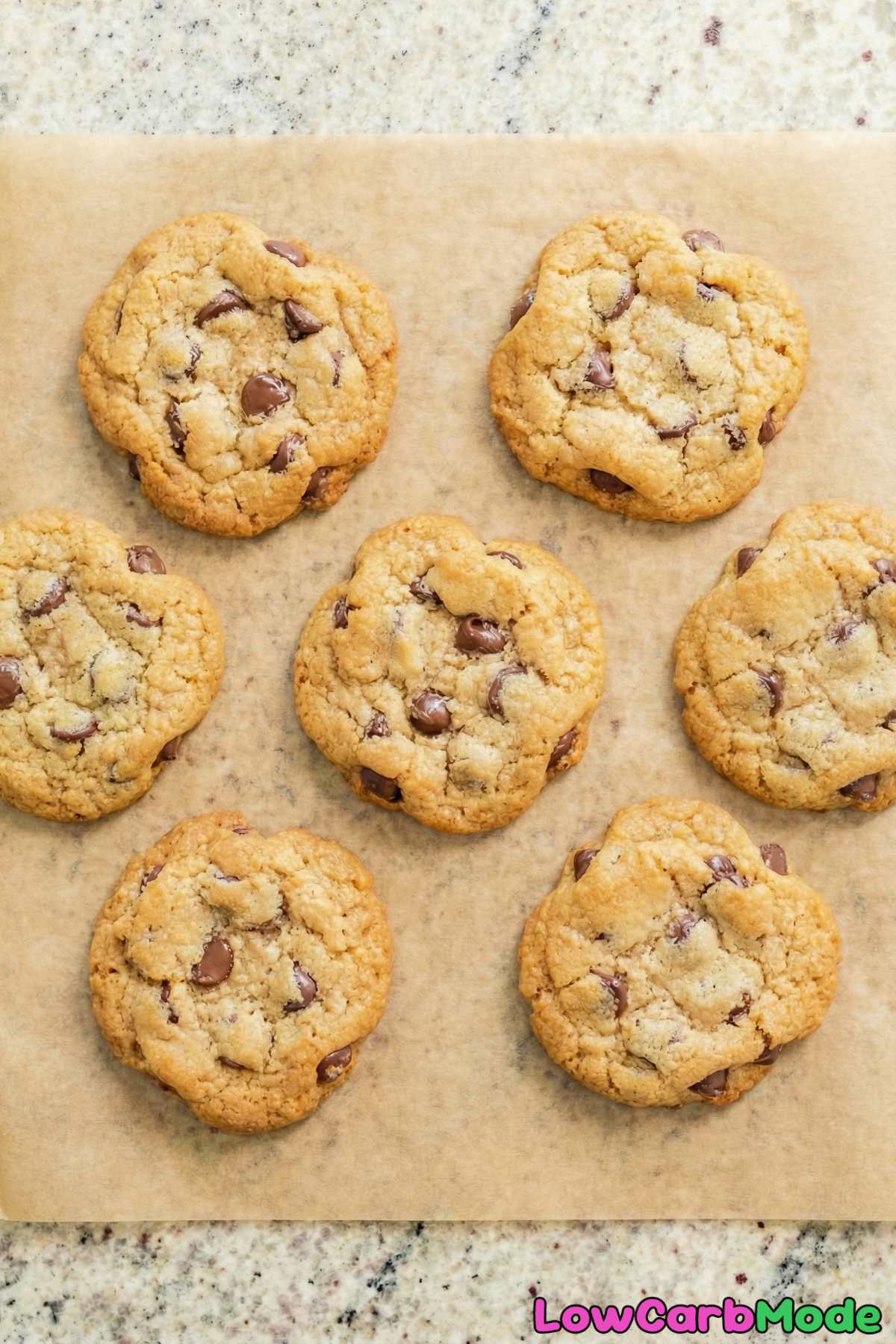 Golden low carb chocolate chip cookies