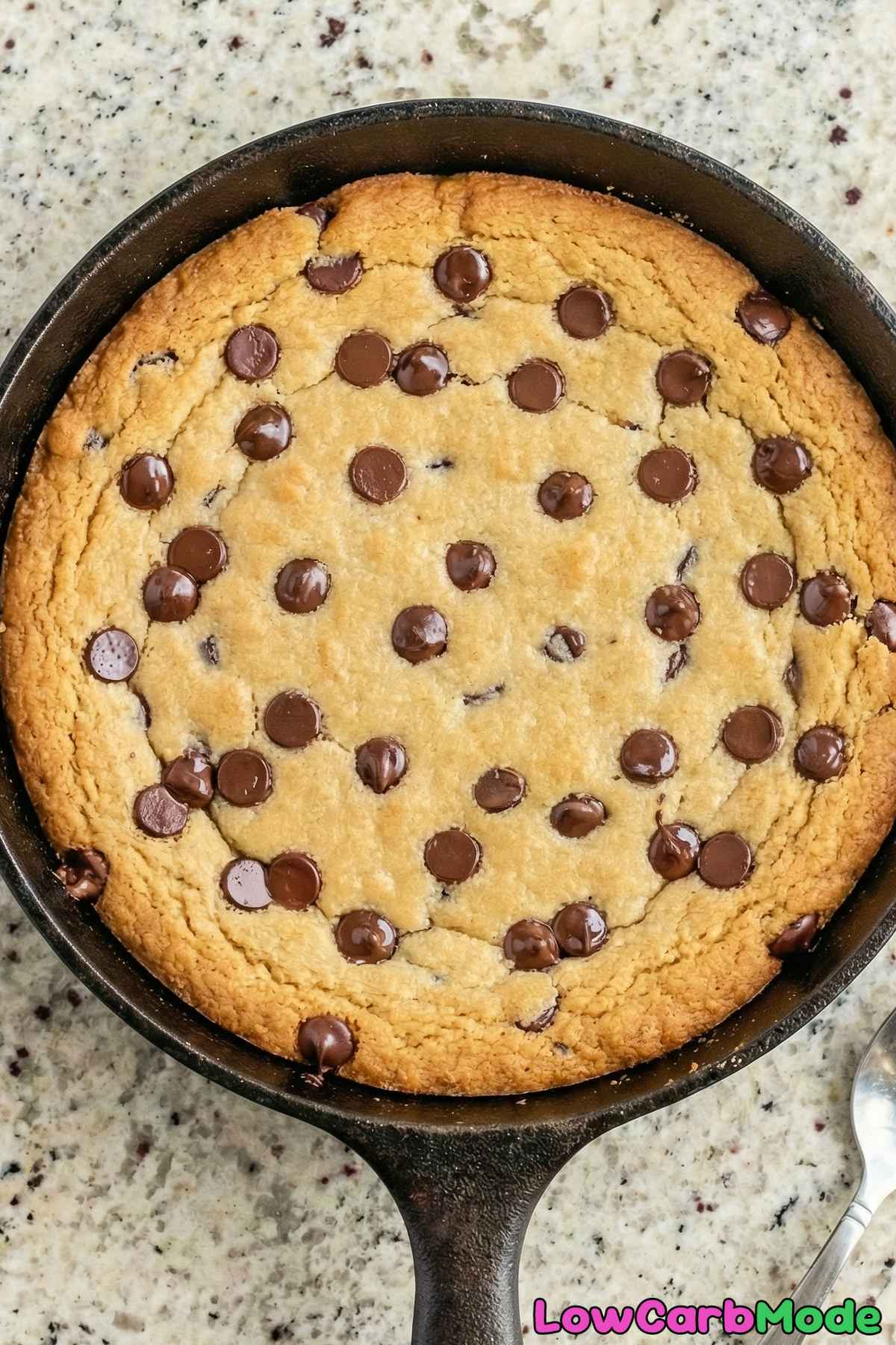 Decadent low carb chocolate chip skillet cookie