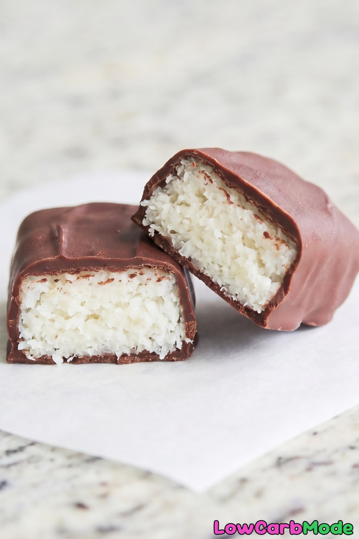 Indulgent low carb chocolate coconut bars