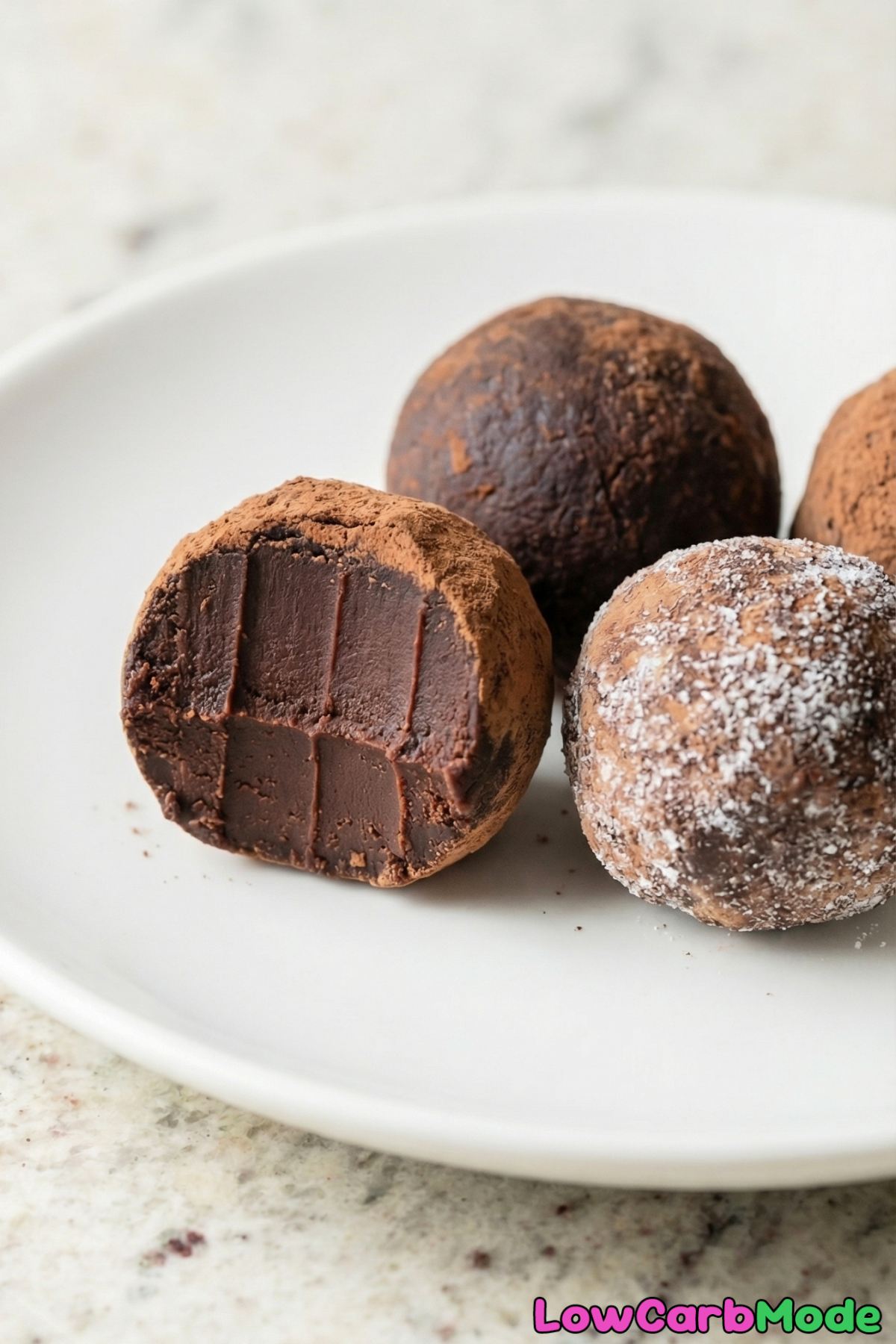 Easy low carb chocolate truffles on plate