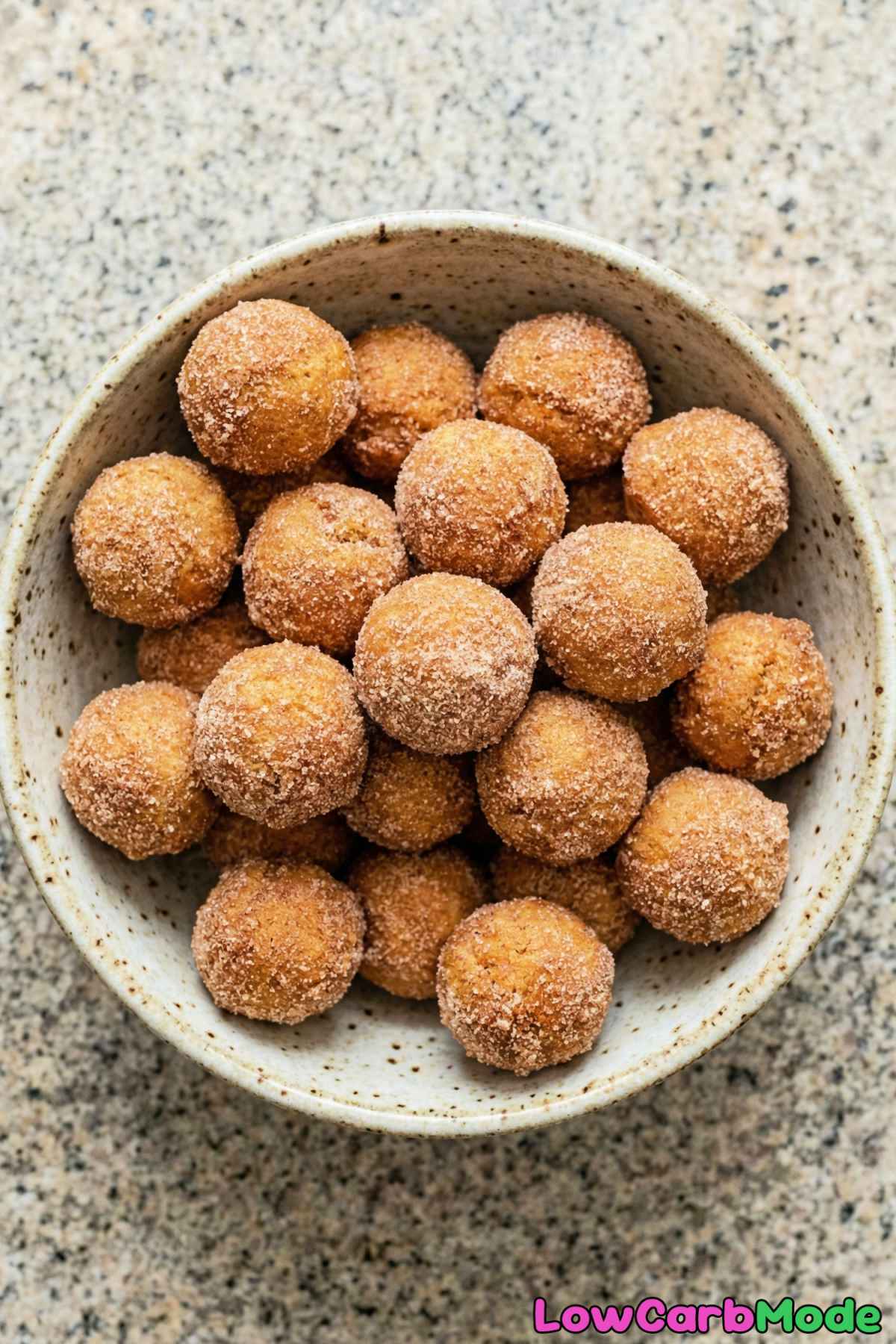 Sweet low carb cinnamon sugar donut holes