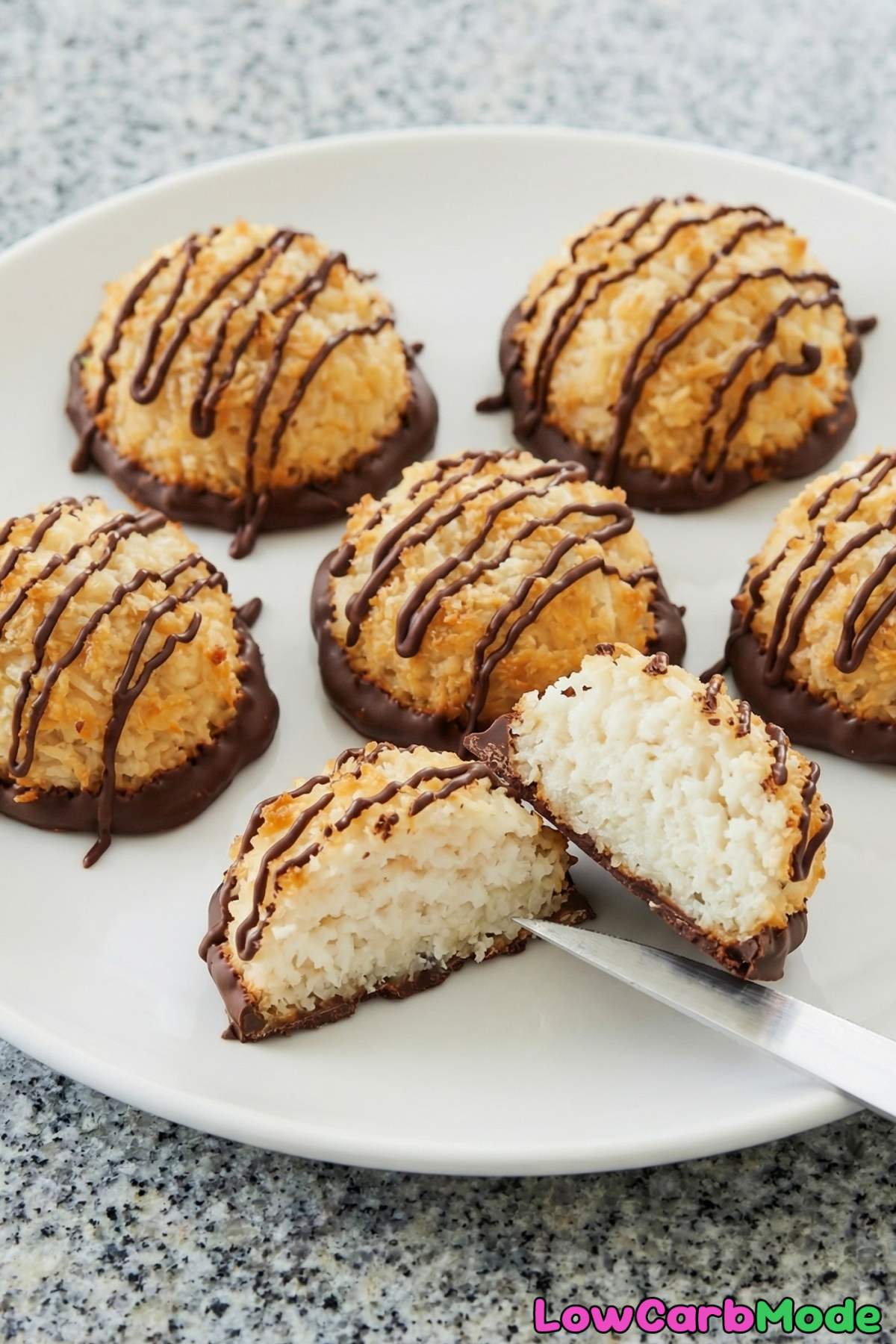 Tender low carb coconut macaroons overhead view
