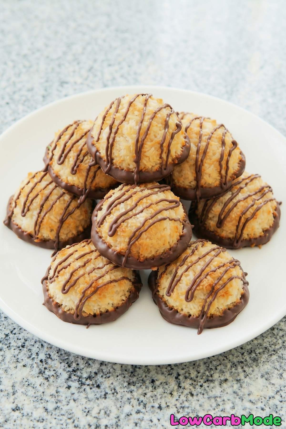Fluffy low carb coconut macaroons on parchment