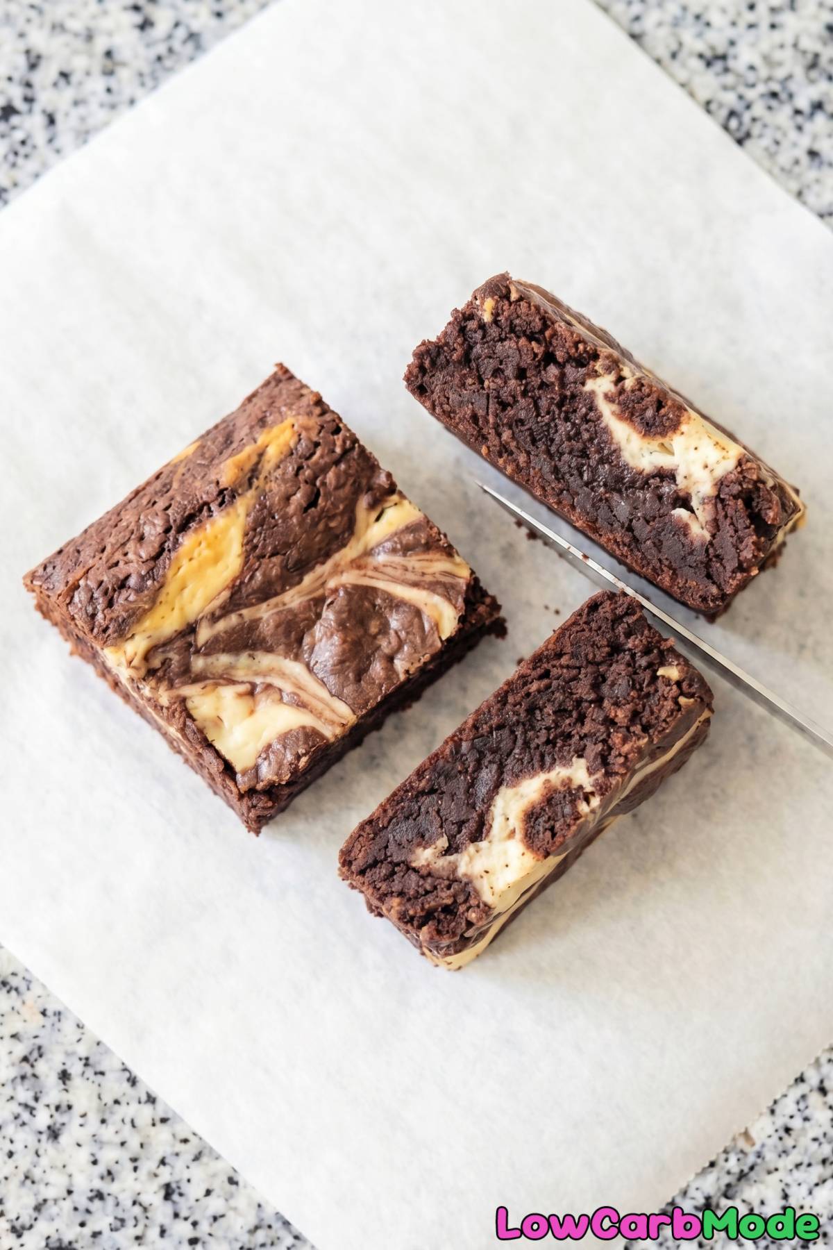 Fudgy low carb cream cheese swirl brownies