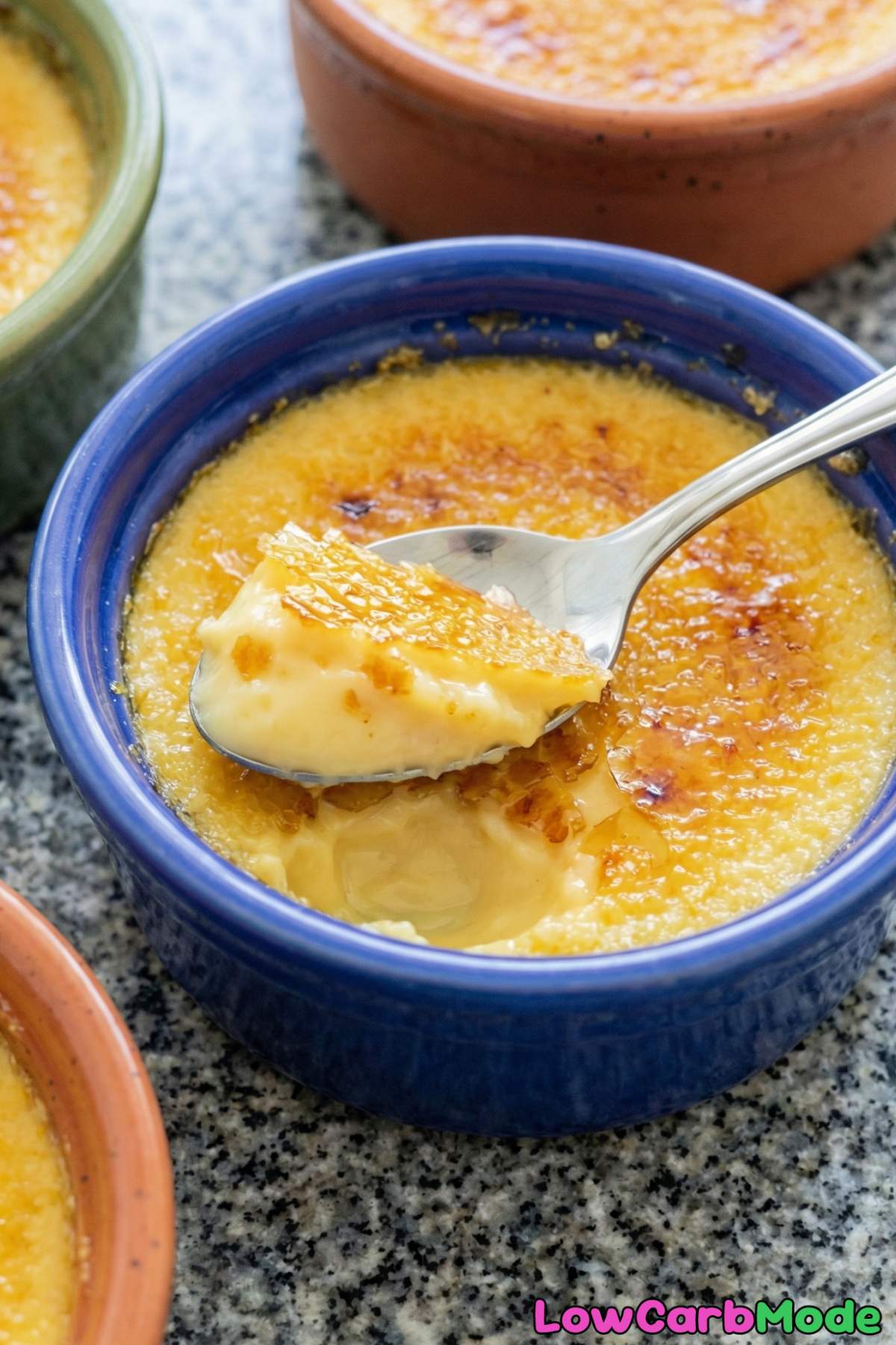 Silky low carb creme brulee caramel top