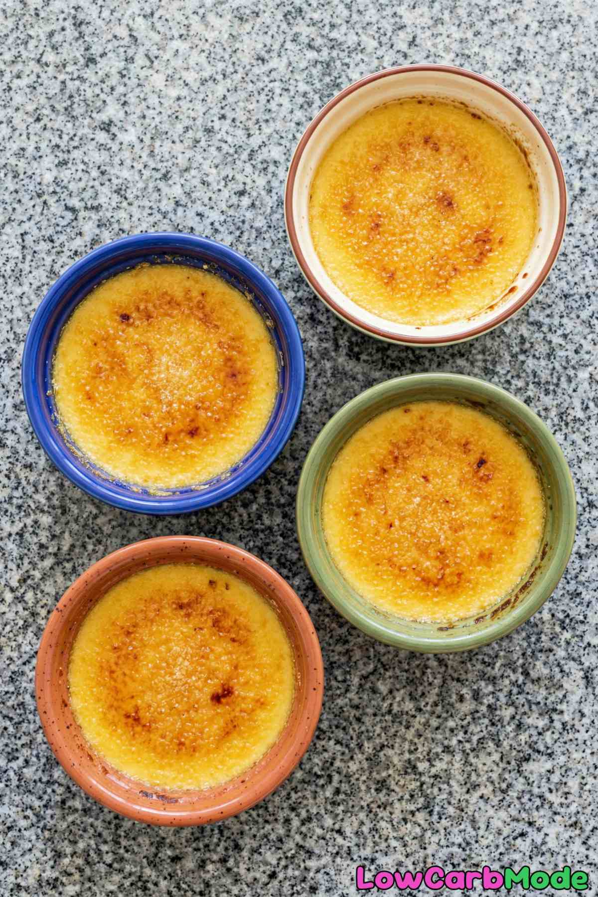 Torched low carb creme brulee topping