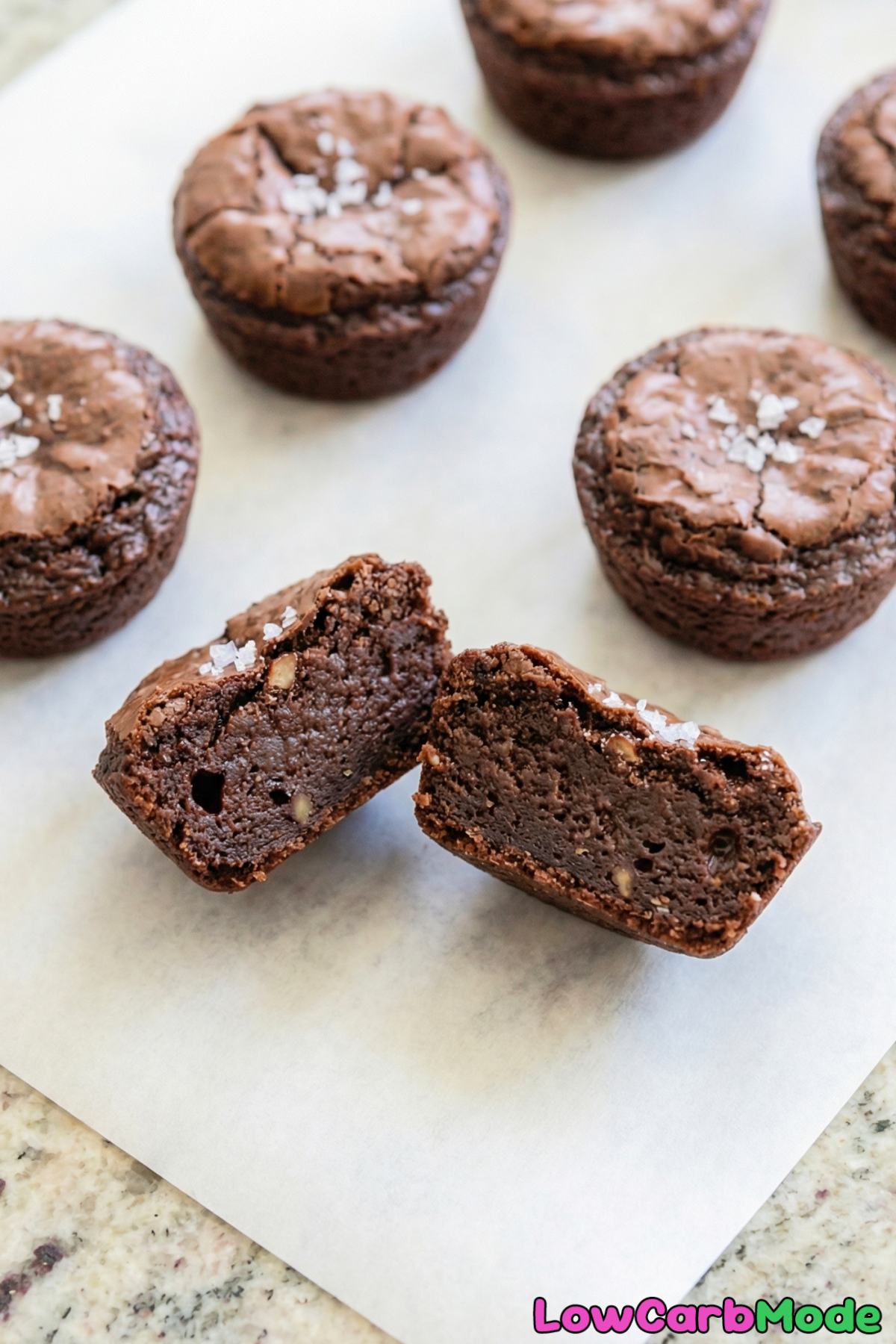 Gooey low carb brownie bites on board