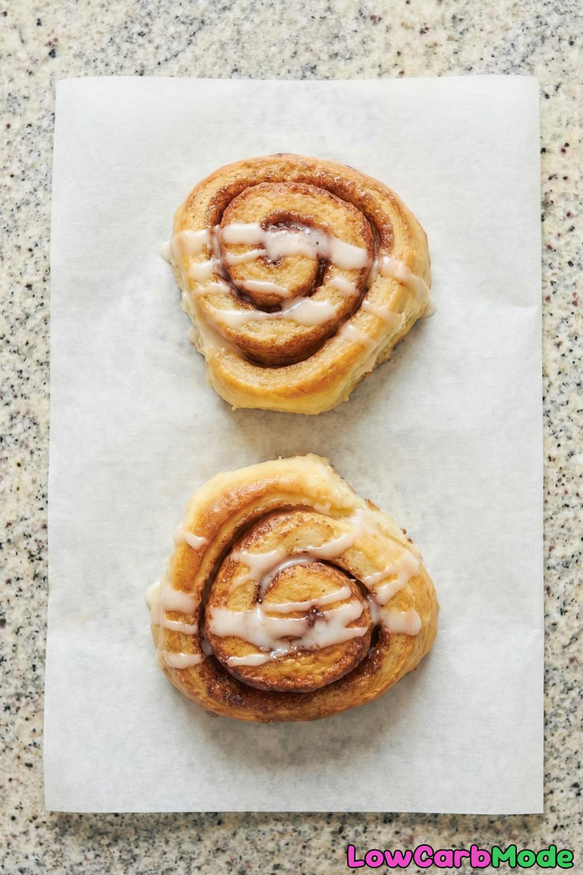 Gooey low carb glazed cinnamon rolls